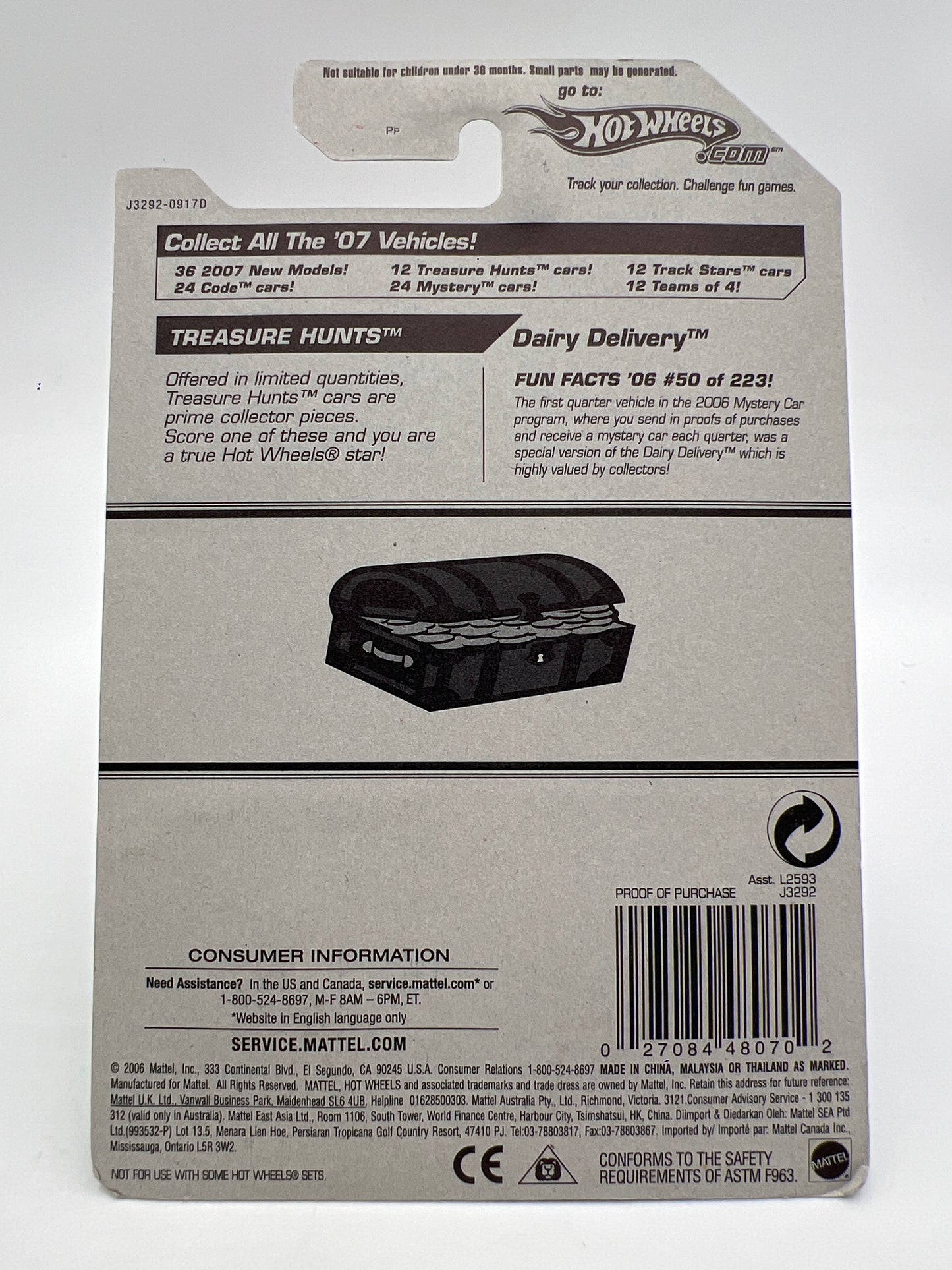 2007 Hot Wheels Treasure Hunt #50 Dairy Delivery Green Signed By MiQ WilmOtt W/Protector