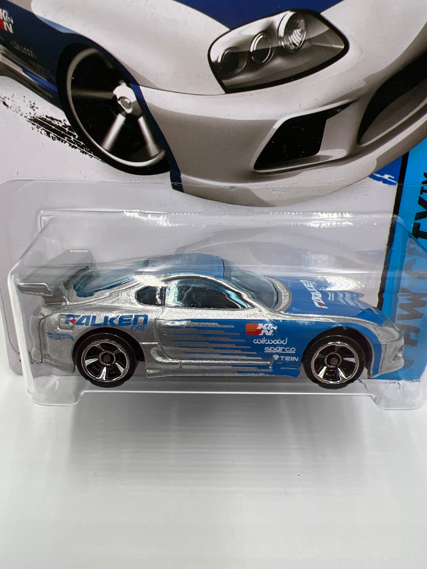2015 Hot Wheels Kmart Exclusive #22 Toyota Supra Silver Falken W/Protector