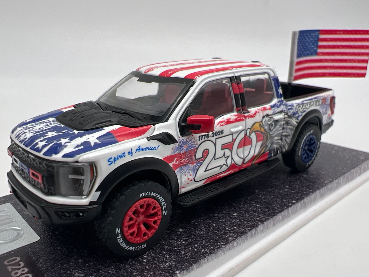 Kilo Wheelz 1/64 Klub Exclusive #280/2500 Spirit Of America 250th 2023 Ford F-150 Raptor R
