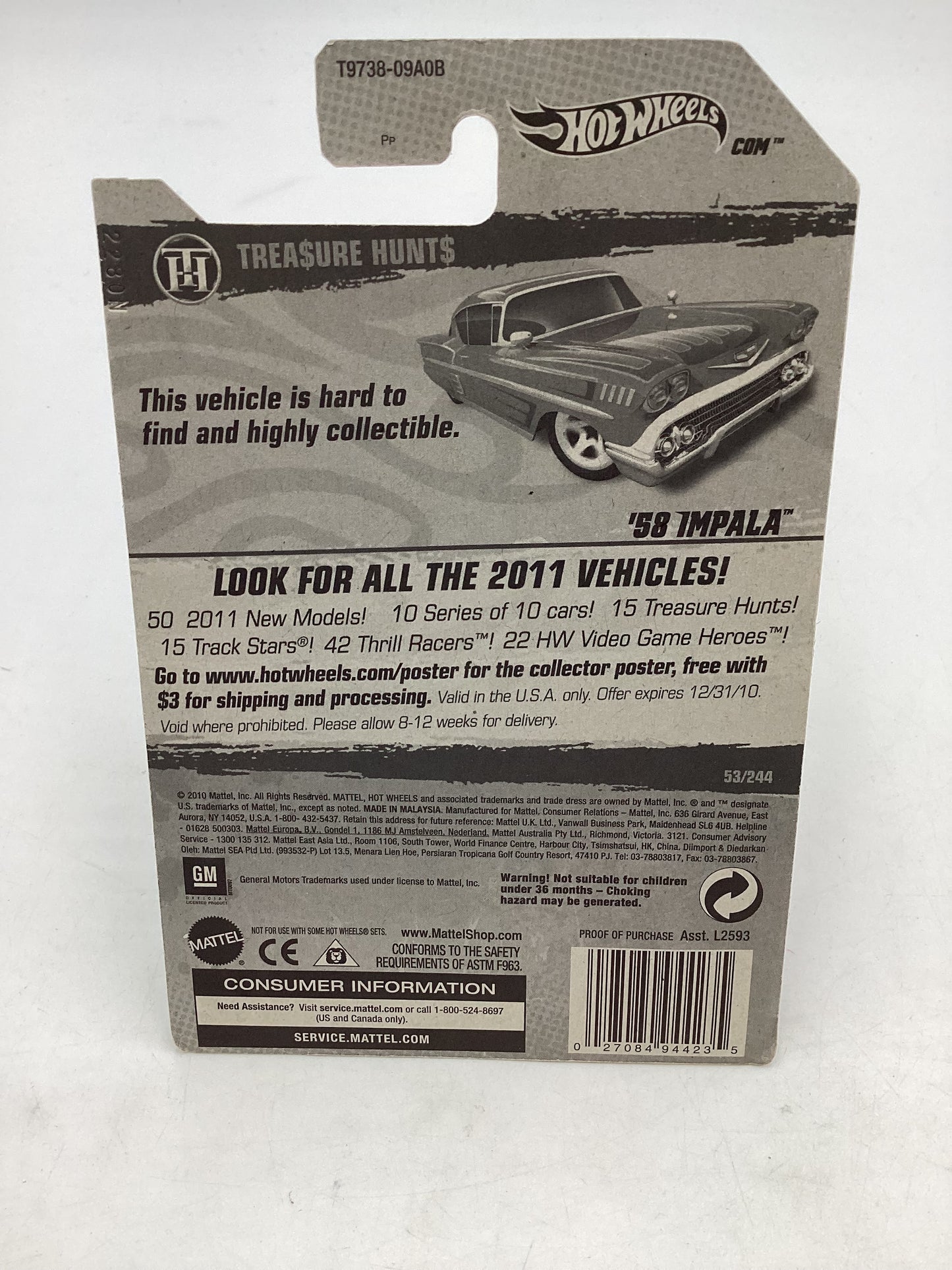 2011 Hot wheels Super Treasure Hunt #53 58 Impala W/ Protector