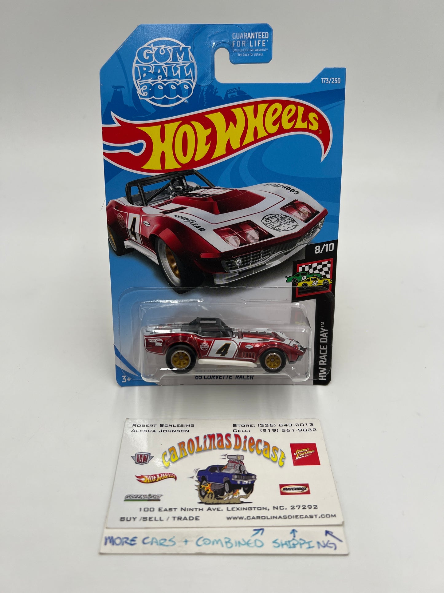 2019 Hot Wheels Super Treasure Hunt #173 69 Corvette Racer Red W/Protector
