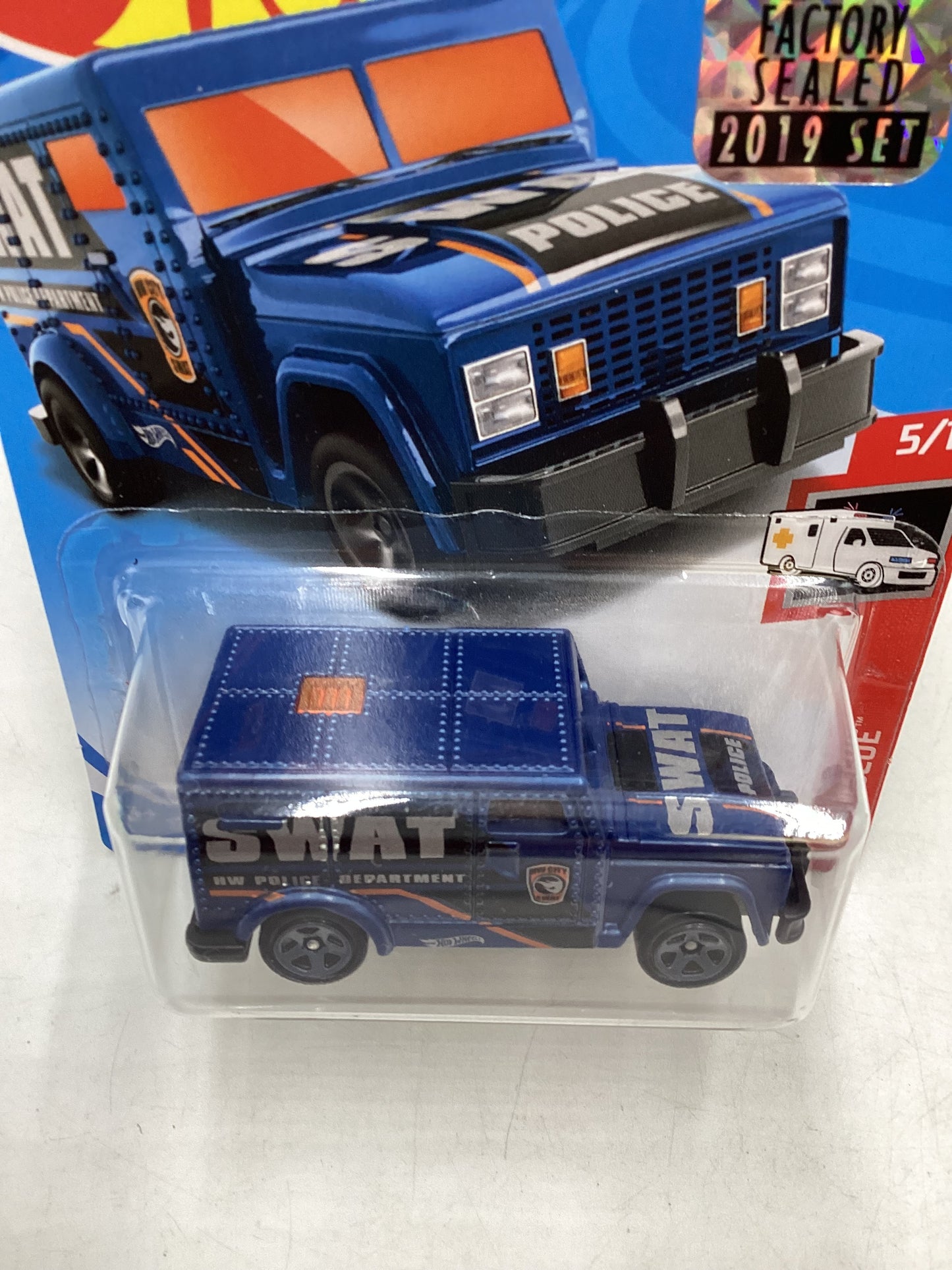 2019 HOT WHEELS  TREASURE HUNT Factory Sealed HW Armored Truck Blue #182 276H