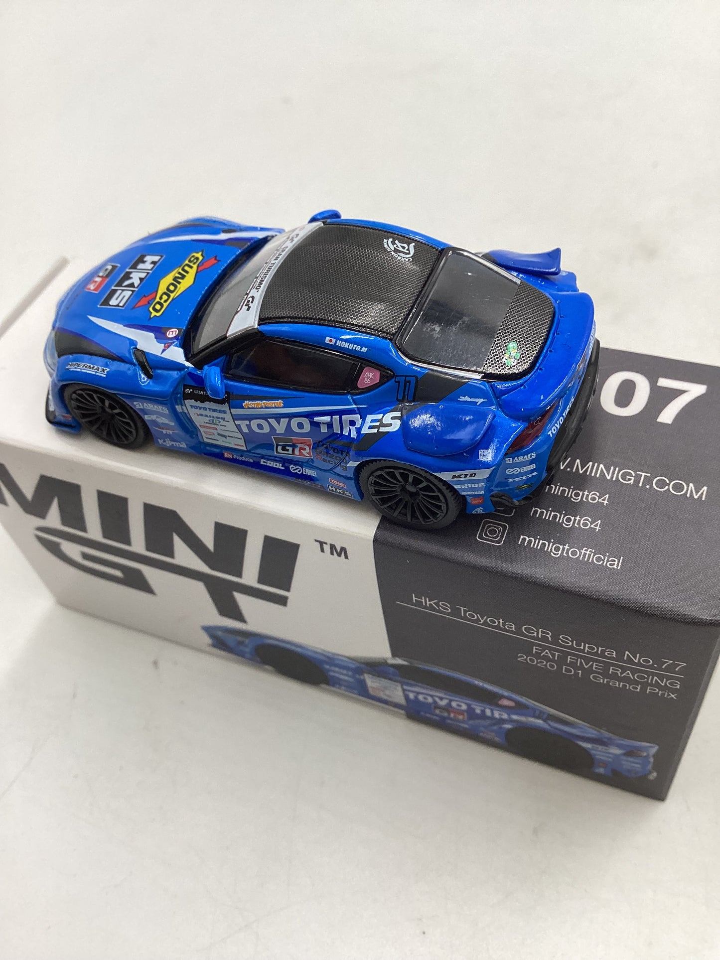 Mini GT #307 Opened HKS Toyota GR Supra No. 77 Blue