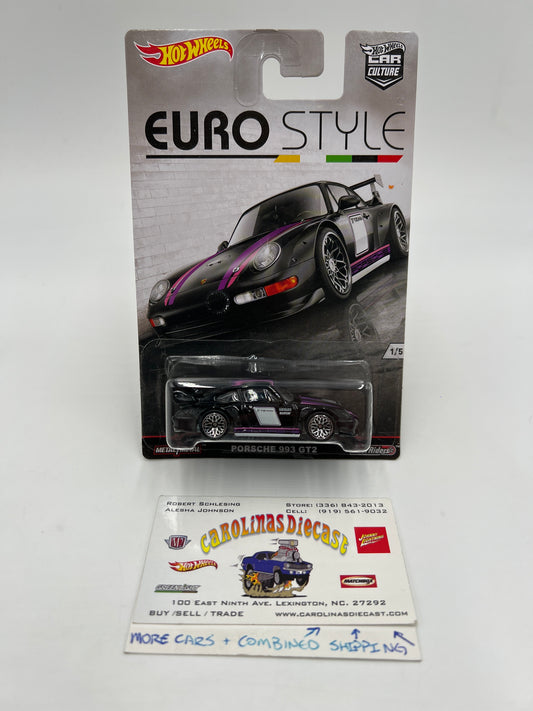 Hot Wheels Car Culture Euro Style #1 Porsche 993 GT2 Black W/Protector