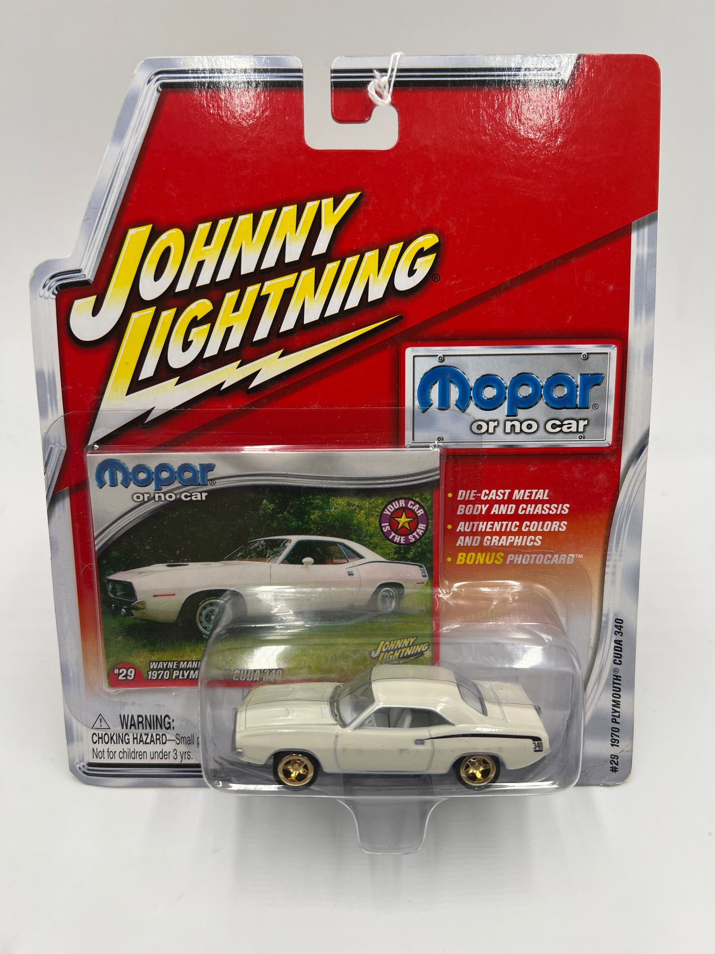 Johnny Lightning White Lightning Chase Mopar Or No Car #29 1970 Plymouth Cuda 340 White