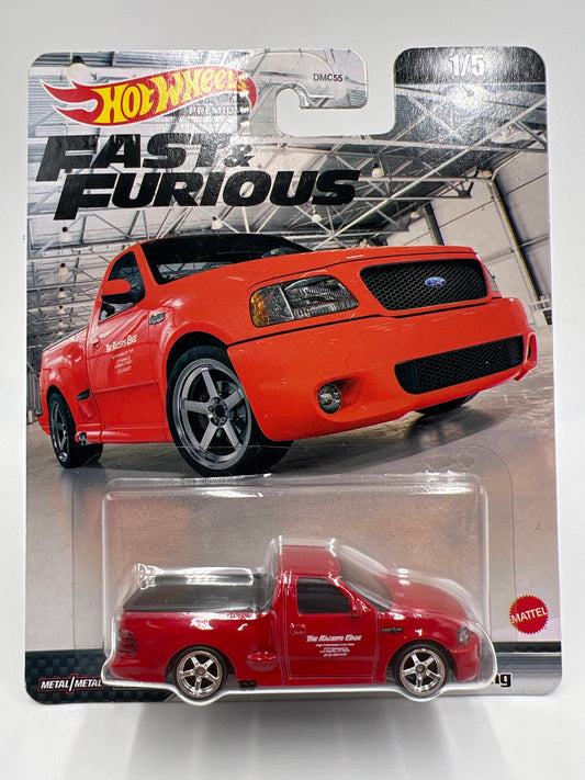 Hot Wheels Premium Fast & Furious Fast #1 99 Ford F-150 SVT Lightning Red W/Protector 1