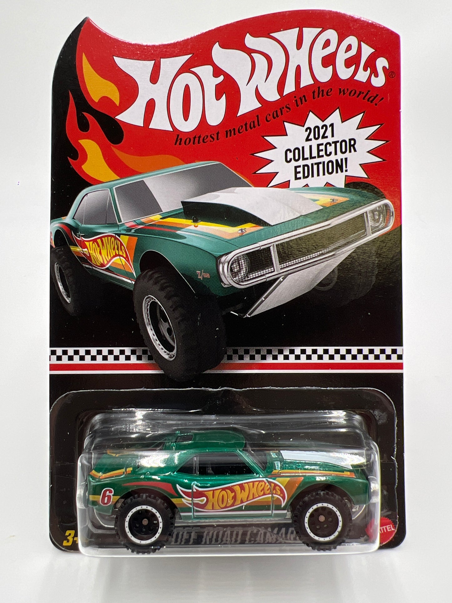 2021 Hot Wheels Collectors Edition Mail in #6 67 Off Road Camaro Green W/Protector