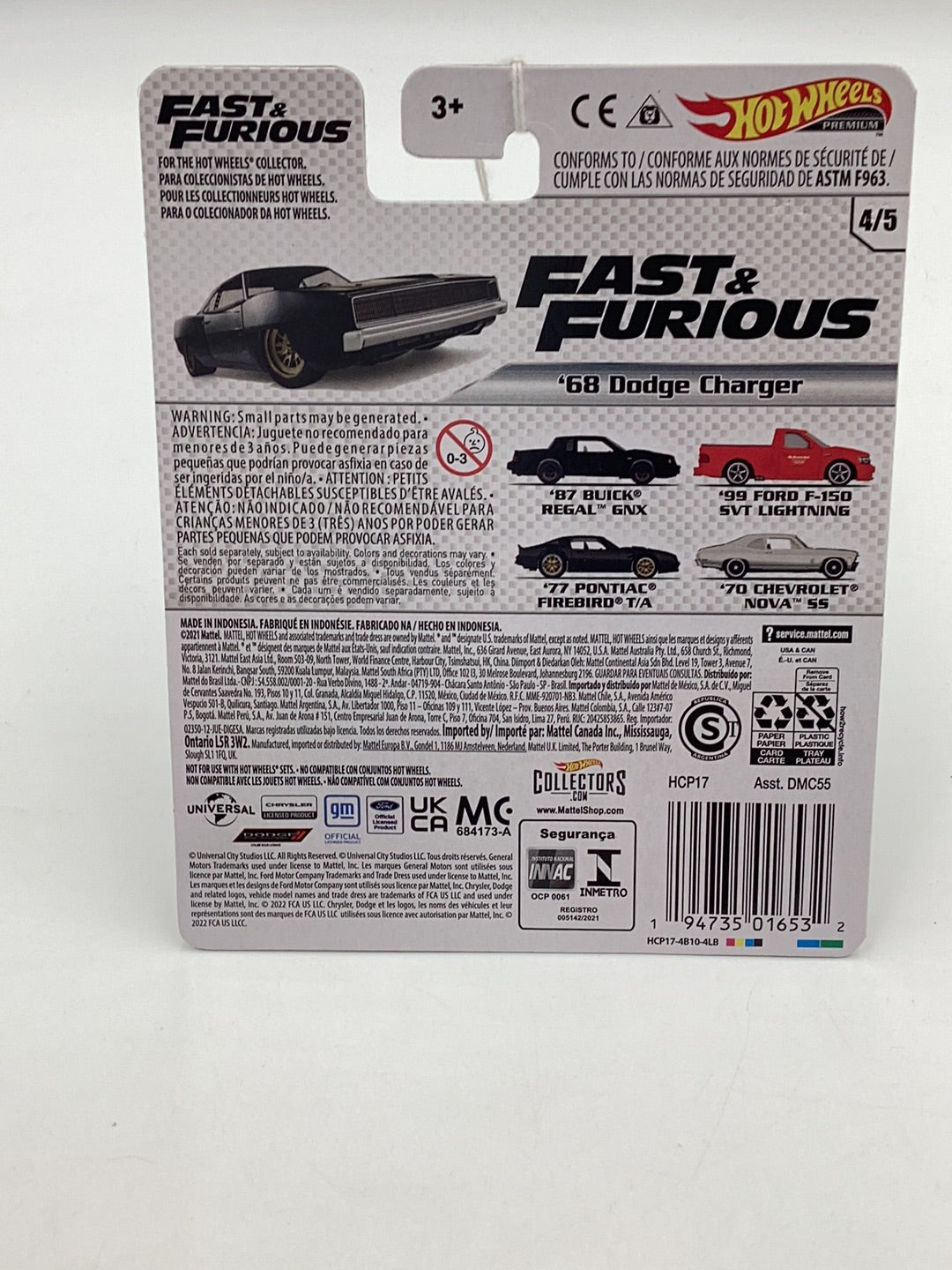 Hot Wheels Fast and Furious 68 Dodge Charger 4/5 247H