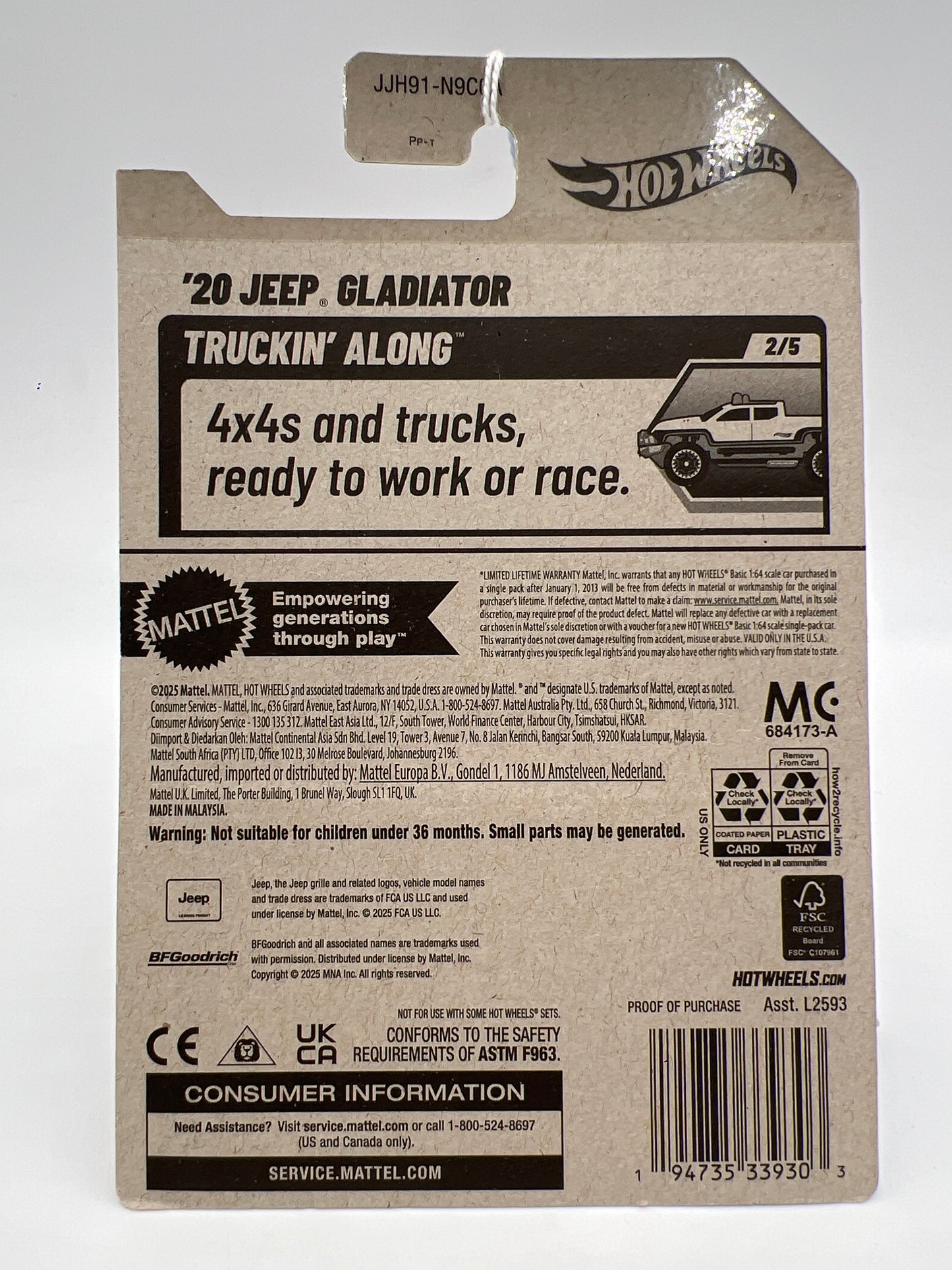 2026 Hot Wheels A Case Truckin Along #14 20 Jeep Gladiator Light Green 46B