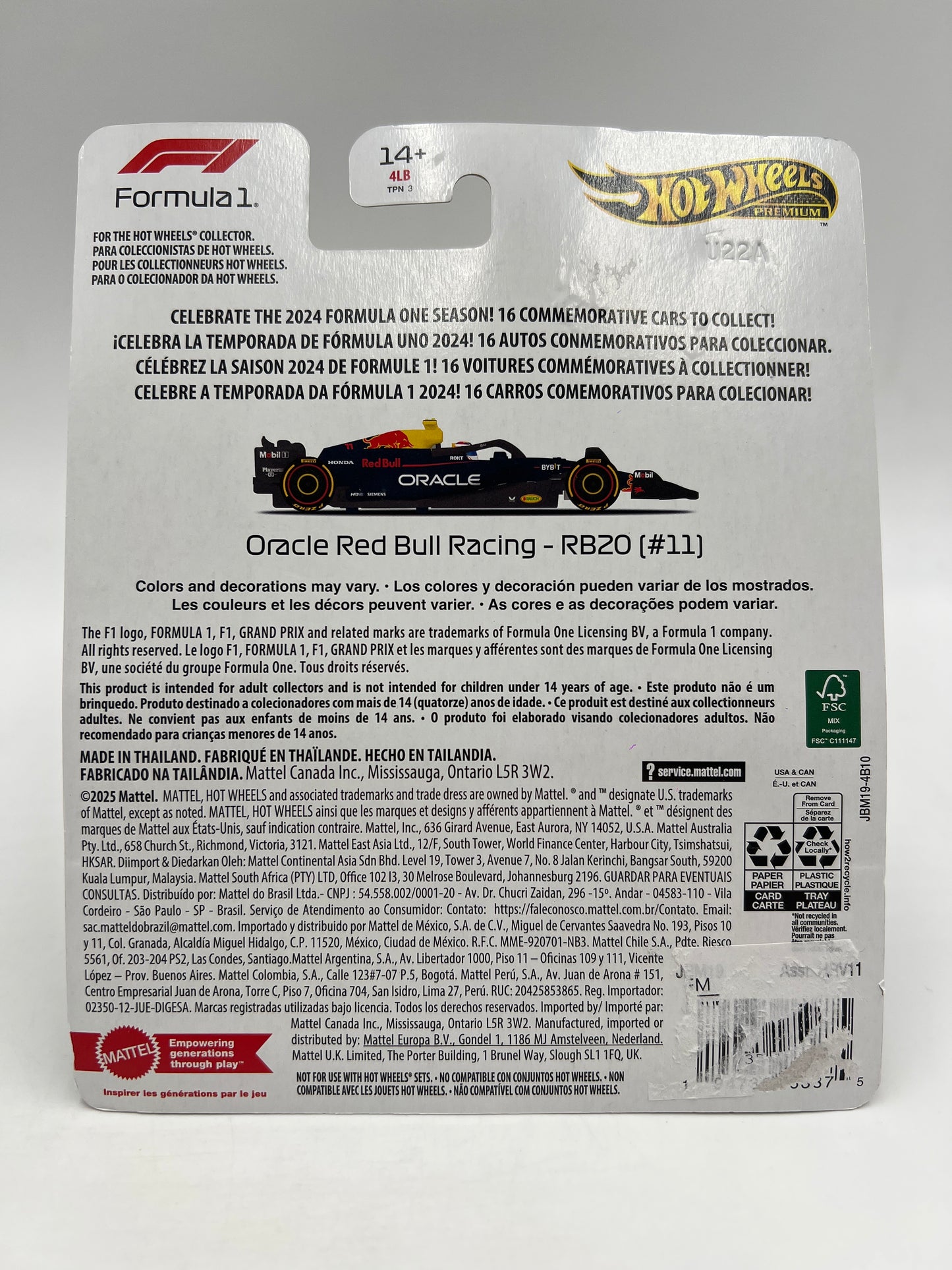 2025 Hot Wheels Premium Formula 1 2024 Oracle Red Bull Racing RB20 #11 244D