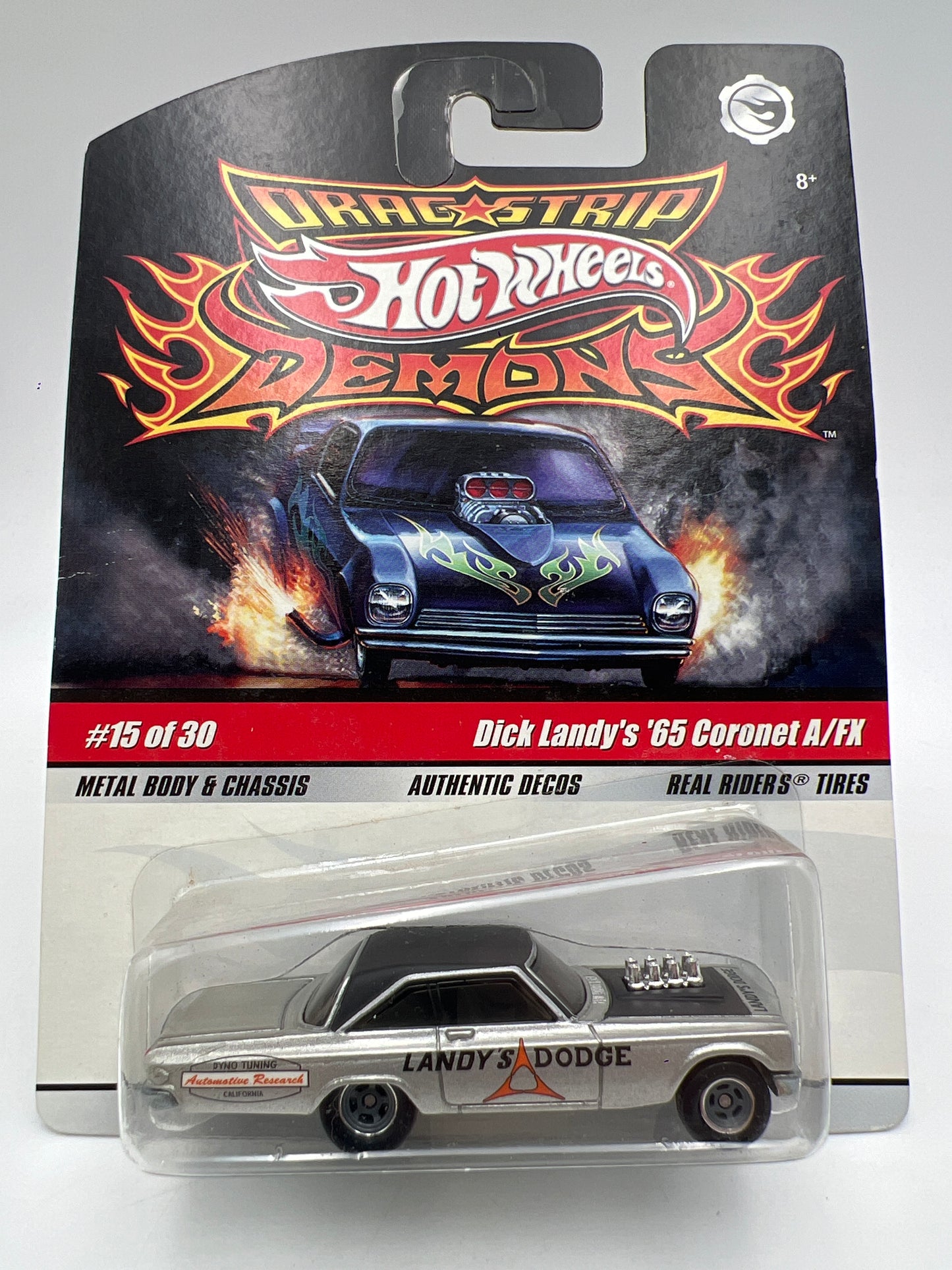 Hot Wheels Drag Strip Demons #15 Dick Landy 65 Coronet A/FX Silver W/Protector