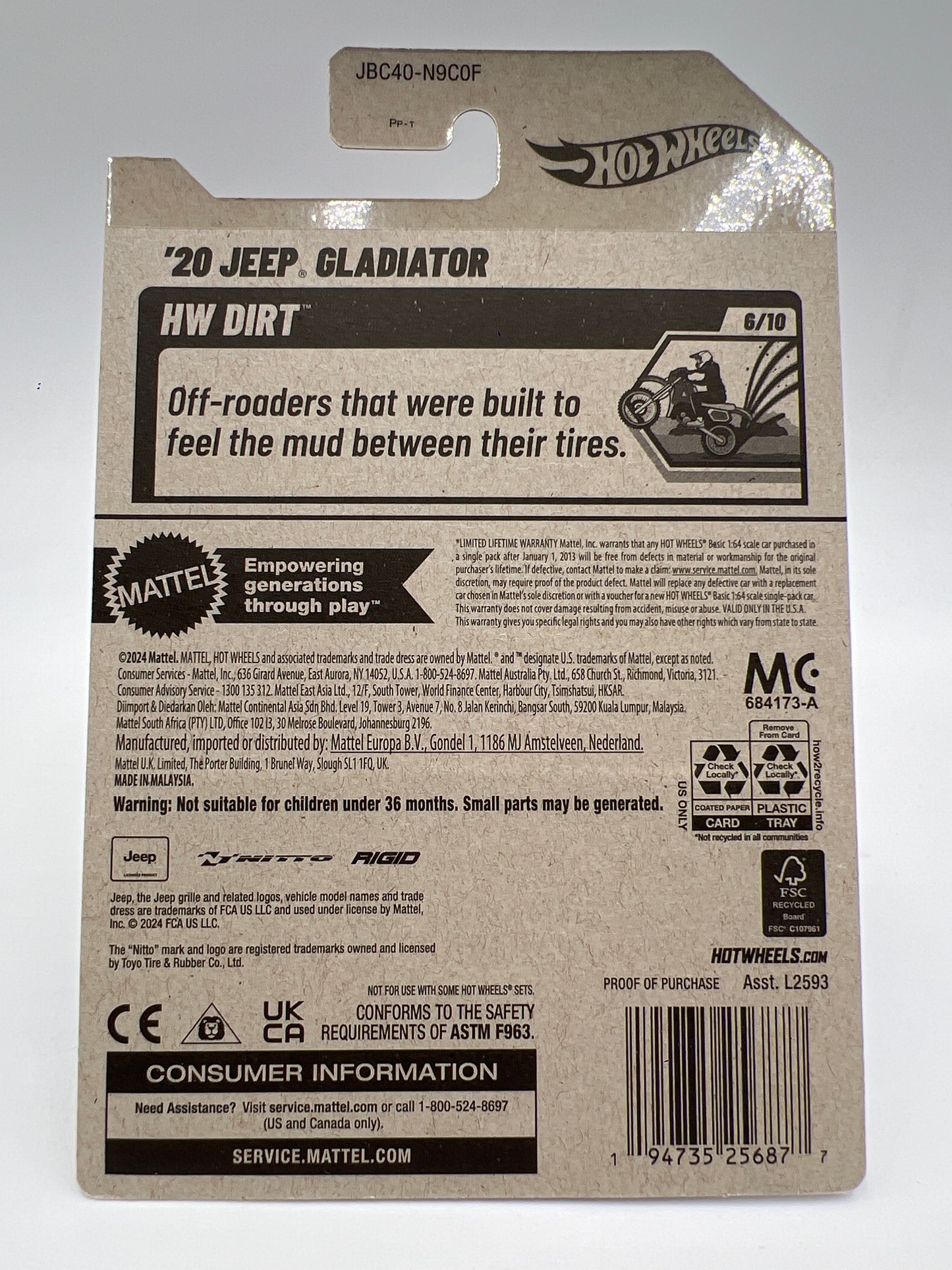 2025 Hot Wheels Factory Sealed Super Treasure Hunt #130 20 Jeep Gladiator Nitto W/Protector