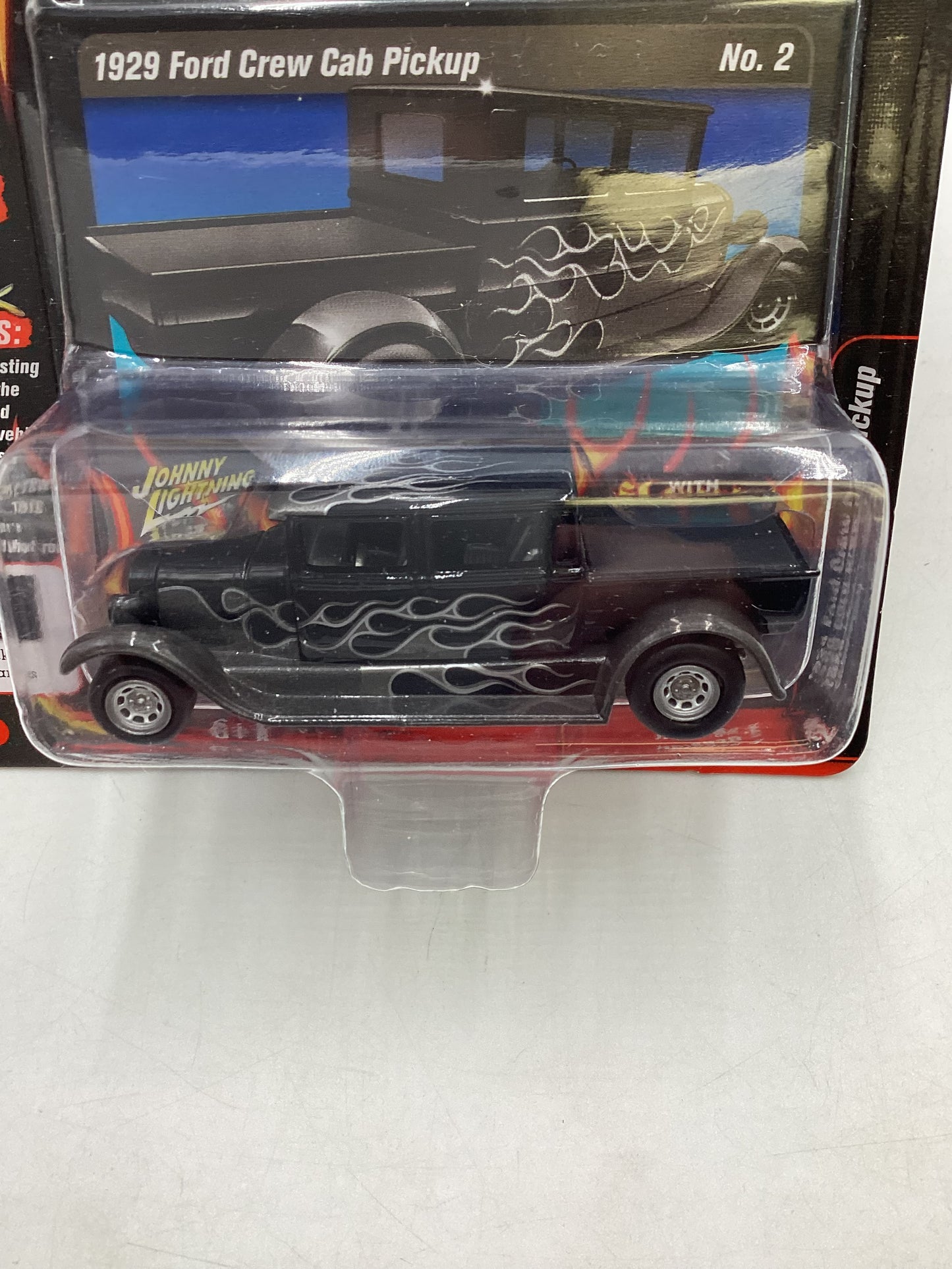 Johnny Lightning Street freaks 1929 Ford Crew Cab Pickup Black with Silver Flames 218E