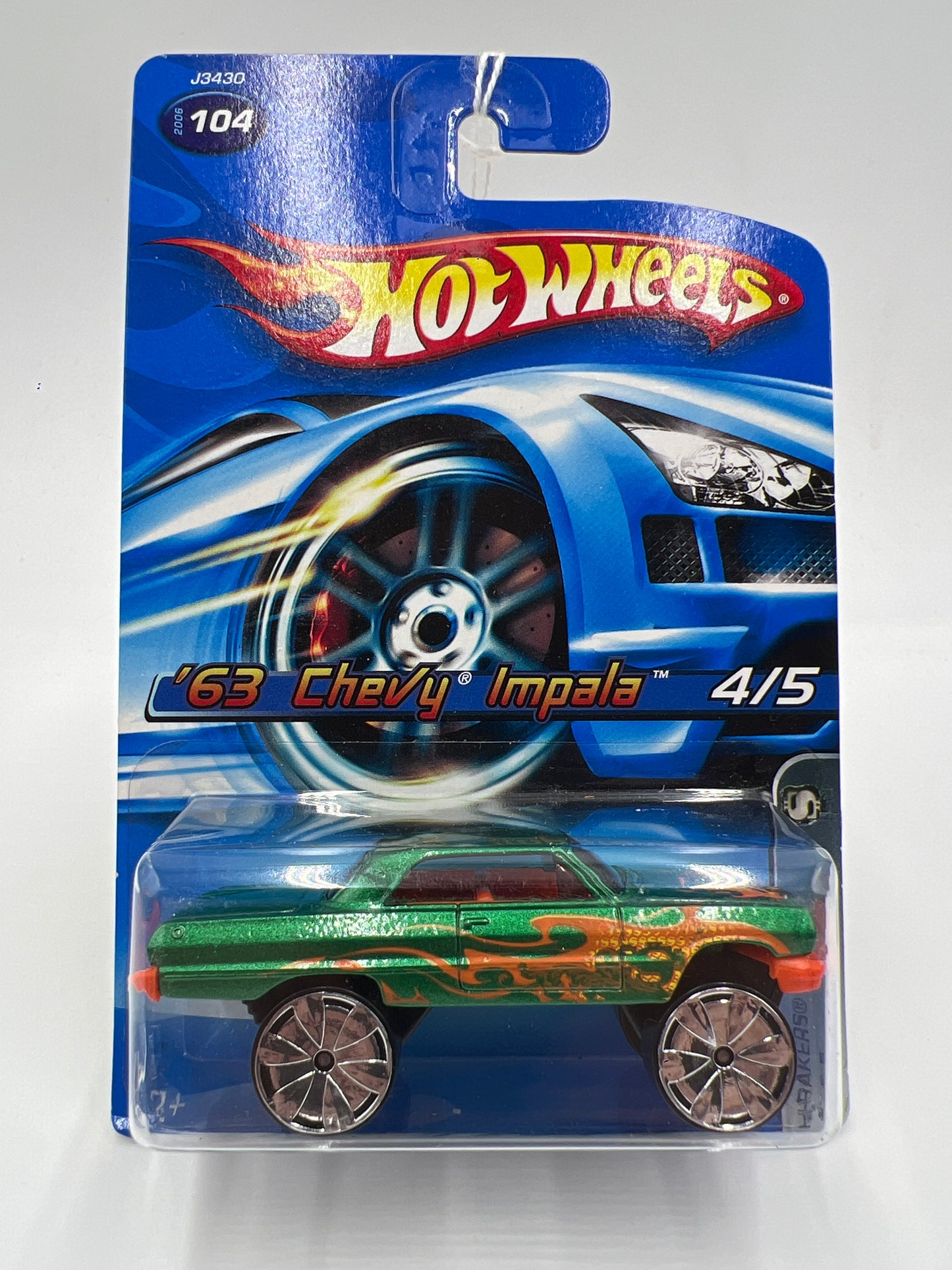 2006 Hot Wheels #104 Hi-Rakers 63 Chevy Impala Green 17A
