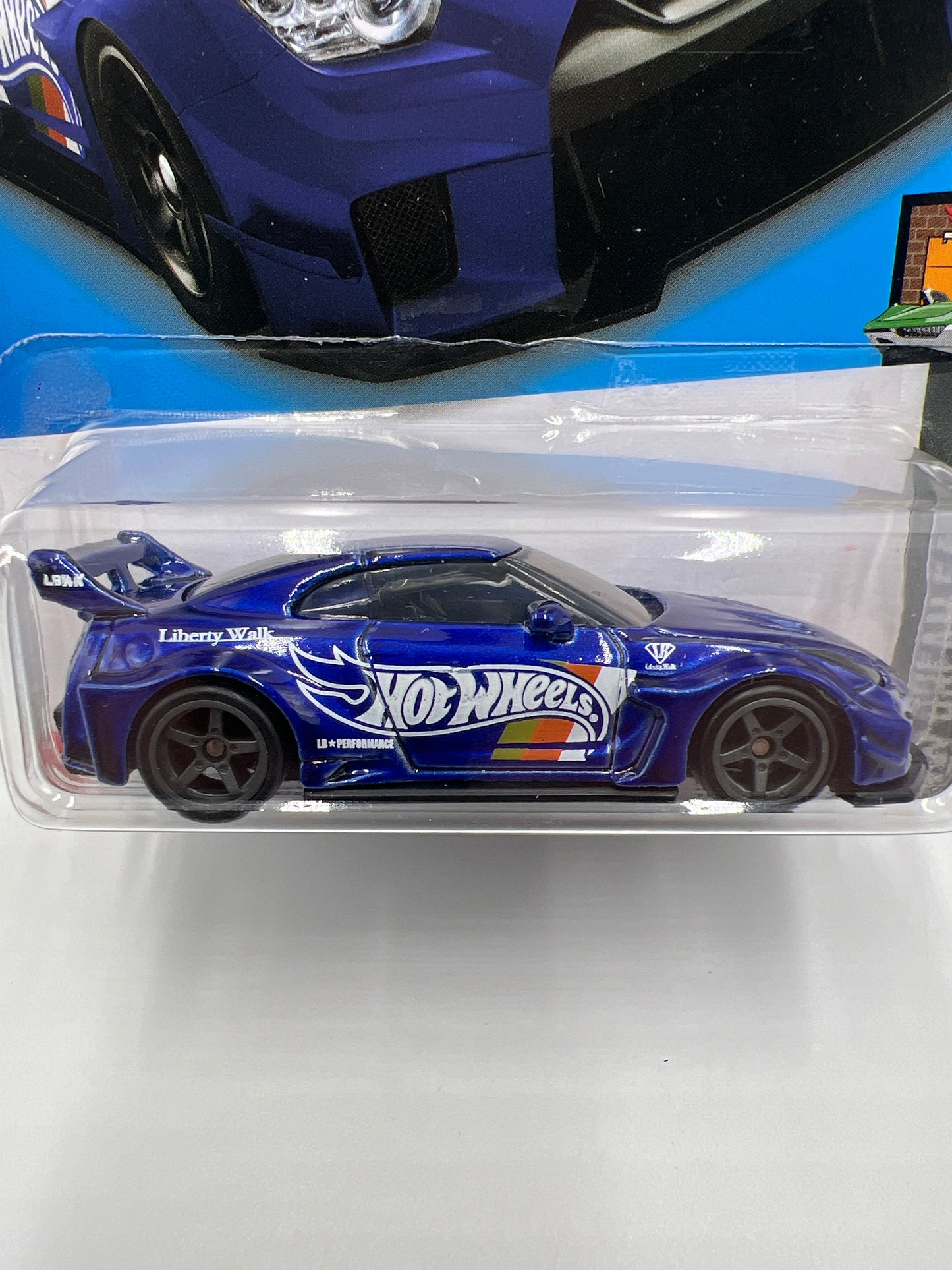 Hot Wheels LB-Silhouette Works GT Nissan 35GT-RR Ver.2 Blue Wheel Swap Custom On Card W/Protector SR