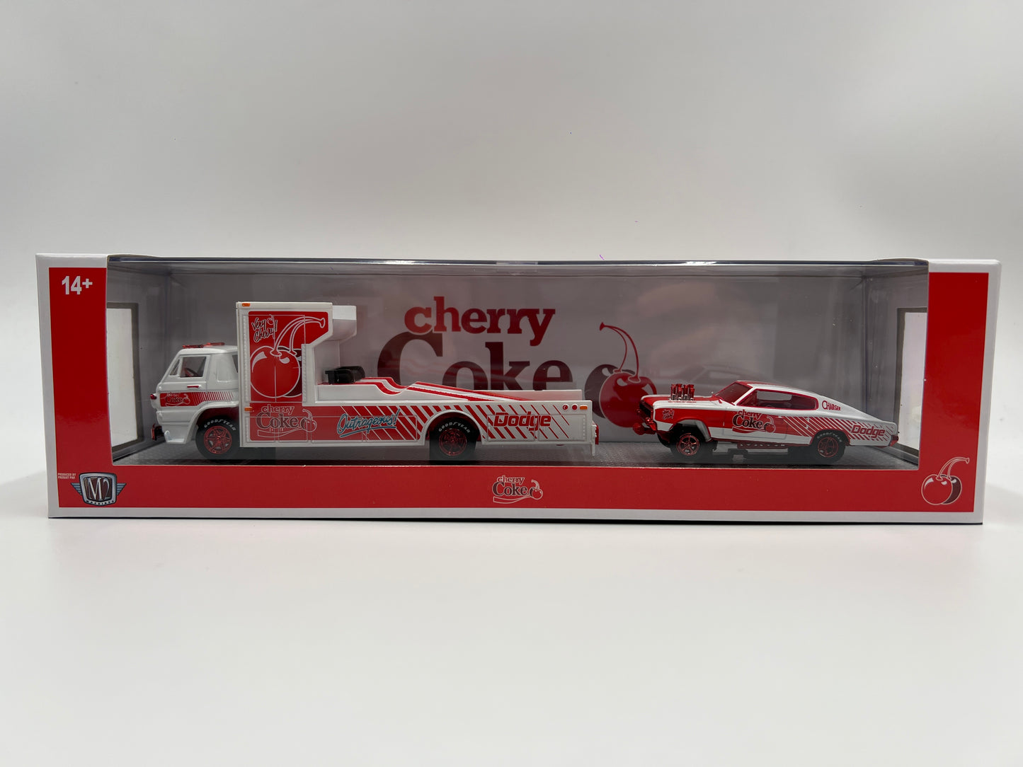 2025 M2 Machines Auto Haulers Coca Cola CHASE 1966 Dodge L600 COE & 1966 Dodge Charger Gasser TW36