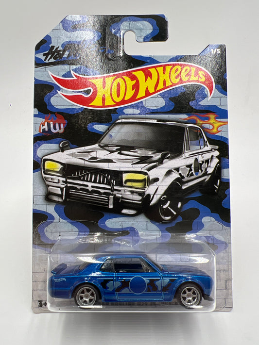 Hot Wheels Nissan Skyline H/T 2000GT-X Blue Wheel Swap Custom On Card W/Protector SR