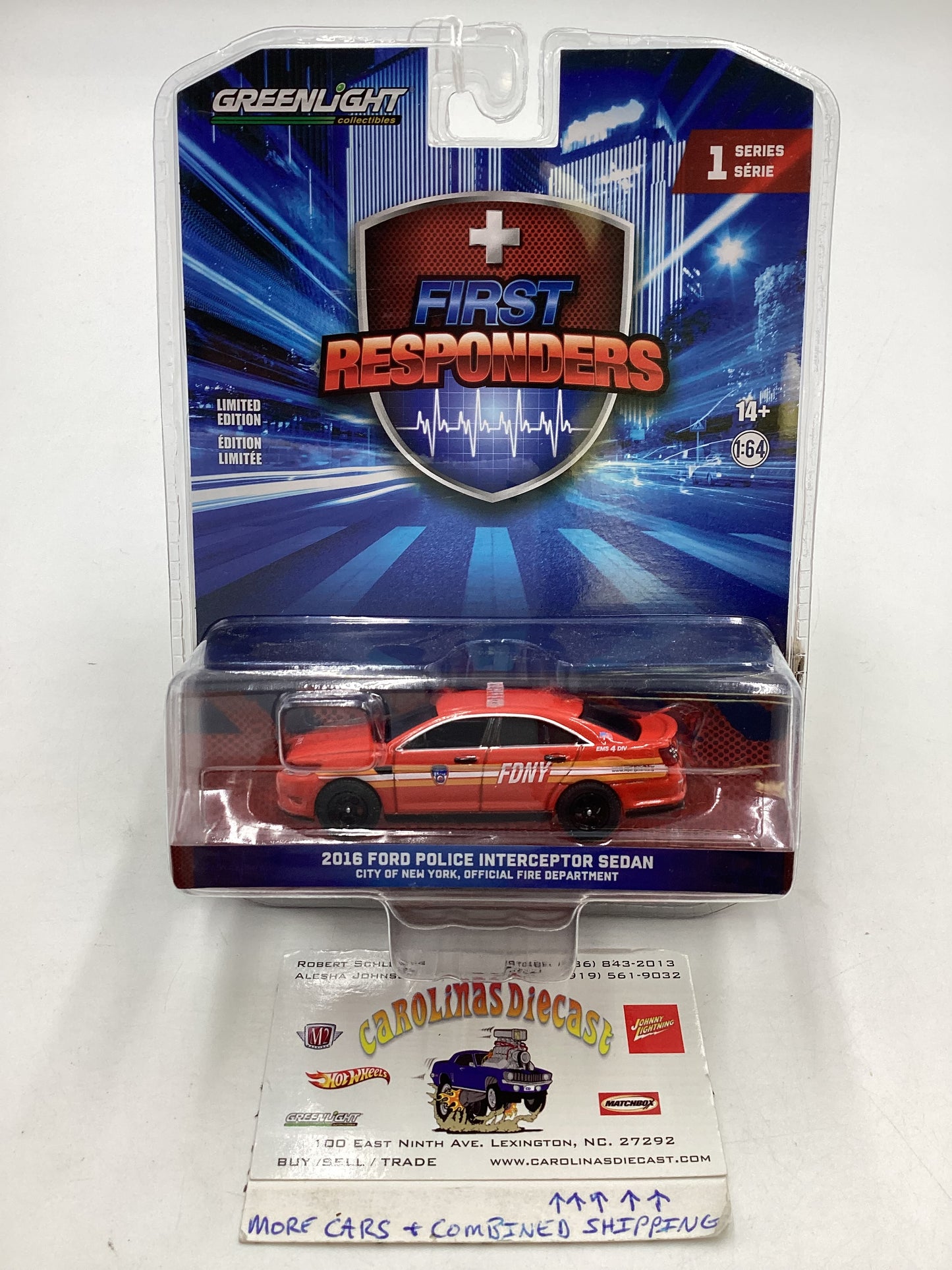 Greenlight First Responders Series 1 2016 Ford Police Interceptor Sedan City of New York Officila Fire Department 178F