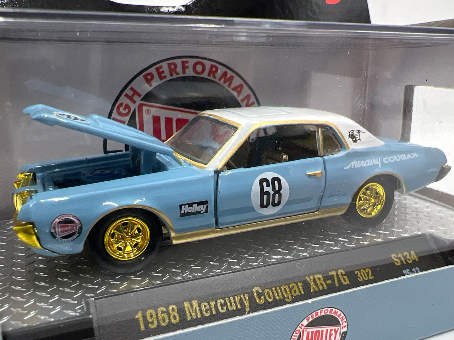 M2 Machines Holley CHASE 1968 Mercury Cougar XR-76 302 Light Blue S134
