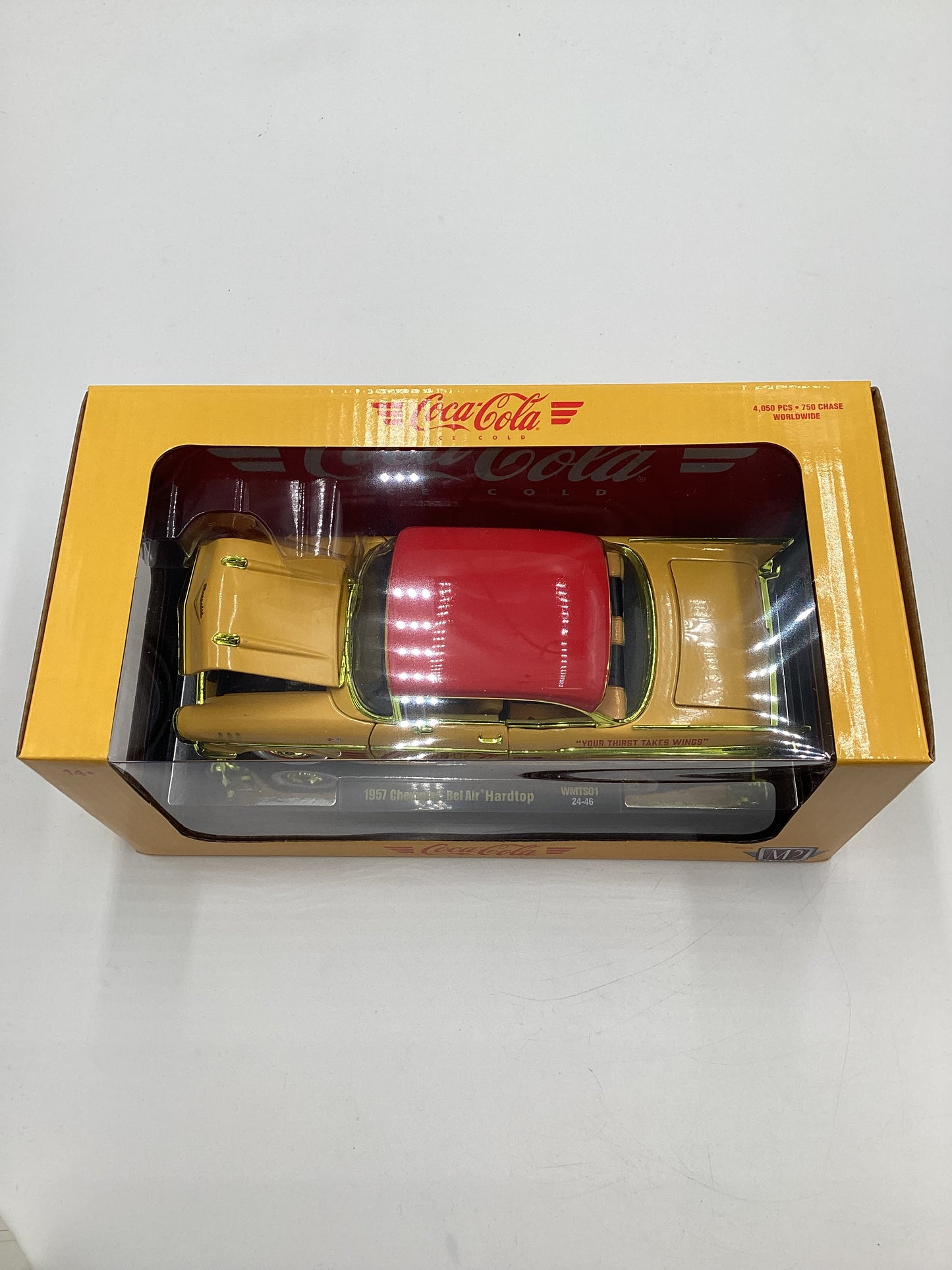 M2 Machines 1/24 Walmart Exclusive Coca Cola 1957 Chevrolet Bel Air Hardtop Yellow WMTS01 CHASE