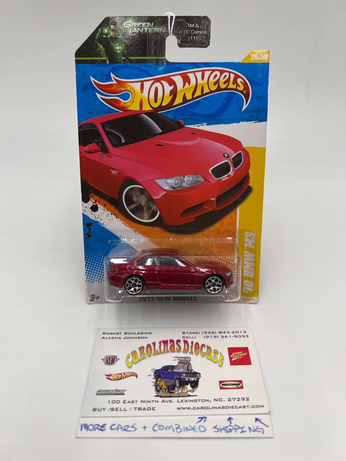 2011 Hot Wheels New Models #26 10 BMW M3 Red Green Lantern Card SR