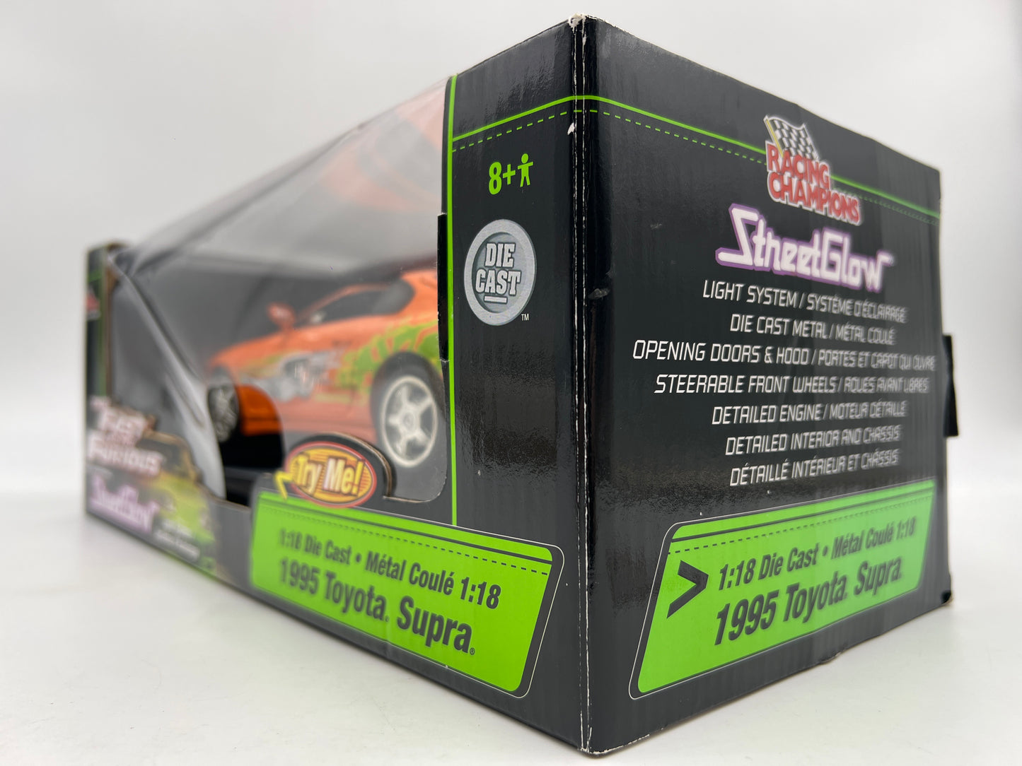 Racing Champions 1/18 Fast & Furious Street Glow 1995 Toyota Supra Orange VHTF Box Not Perfect