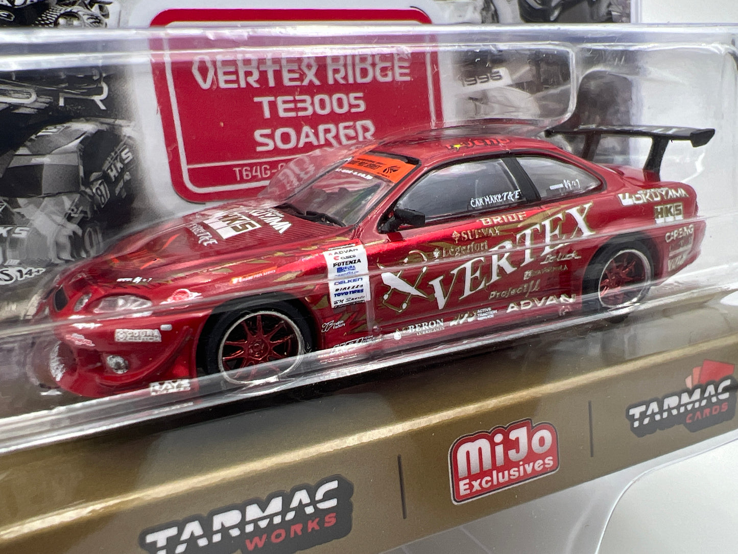 Tarmac Works Mijo Exclusives #80 VERTEX Ridge TE3005 Soarer Red W/Trading Cards