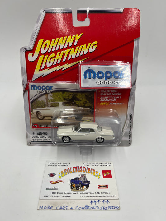 Johnny Lightning White Lightning Chase Mopar Or No Car #13 1962 Plymouth Belvedere White