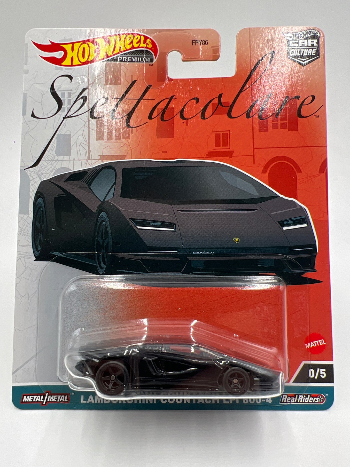 Hot Wheels Premium Car Culture Spettacolare CHASE #0 Lamborghini Countach LPI 800-4 Black W/Protector