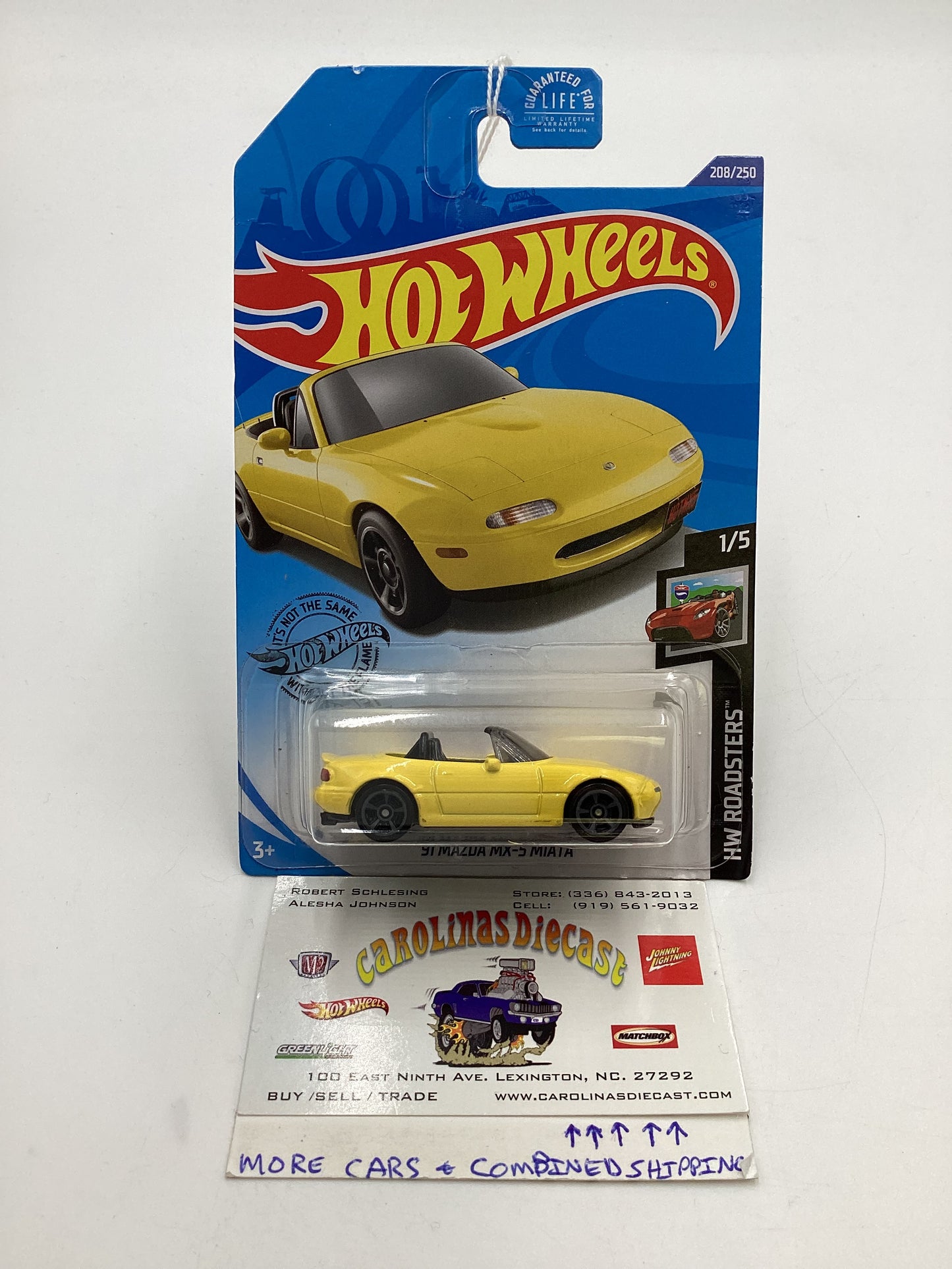 2020 Hot wheels Roadsters  #208 91 Mazda MX-5 Miata Yellow