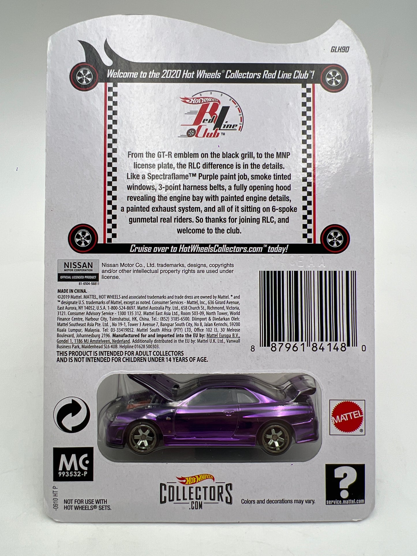 2020 Hot Wheels RLC Nissan Skyline GT-R BNR34 Purple W/Patch & Button W/Protector