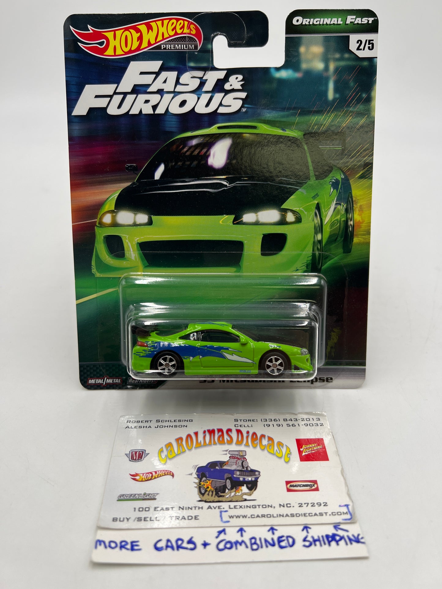 Hot Wheels Fast & Furious Original Fast #2 95 Mitsubishi Eclipse Green W/Protector