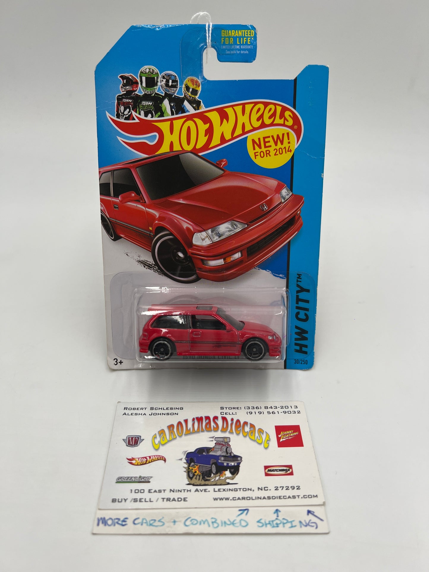 2014 Hot Wheels City #30 1990 Honda Civic EF Red Bad Card 78A