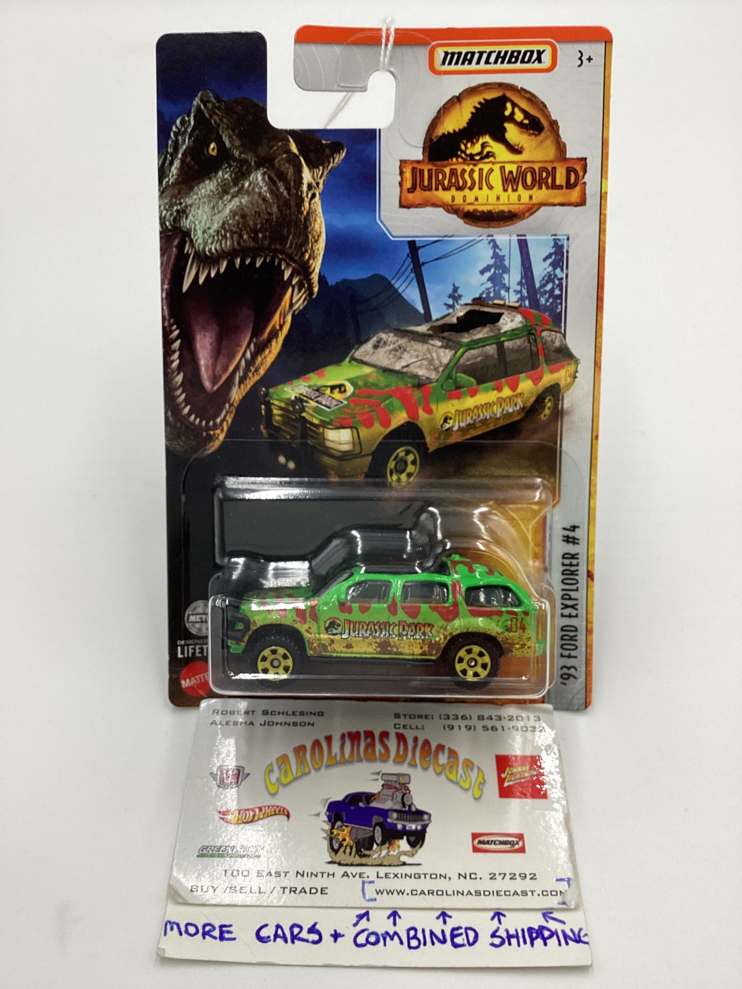 2022 Matchbox Jurassic World Domination 93 Ford Explorer #4 Green Wrecked 163A