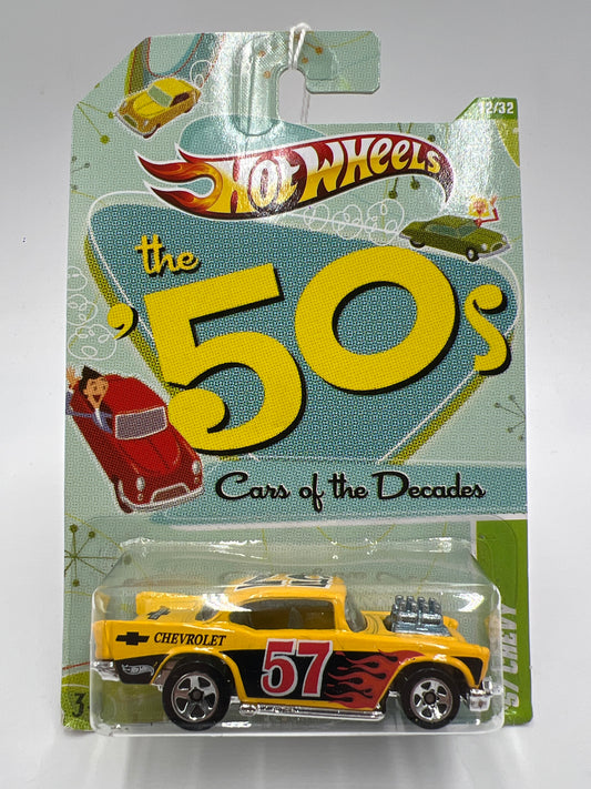 Hot Wheels Cars of the Decades The 50s #12 57 Chevy Yellow 164C