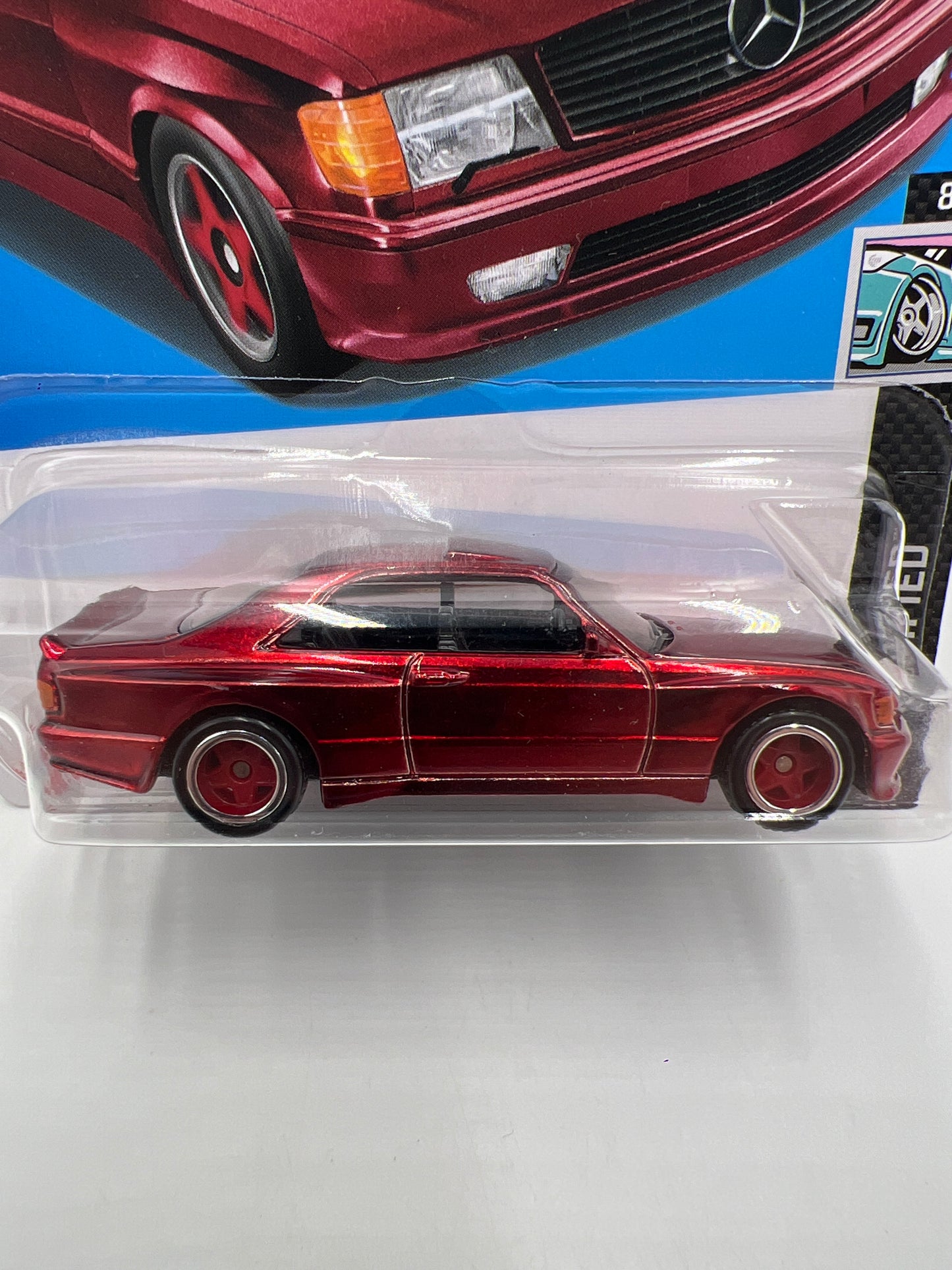 2024 Hot Wheels Super Treasure Hunt #82 89 Mercedes-Benz 560 SEC AMG Red W/Protector