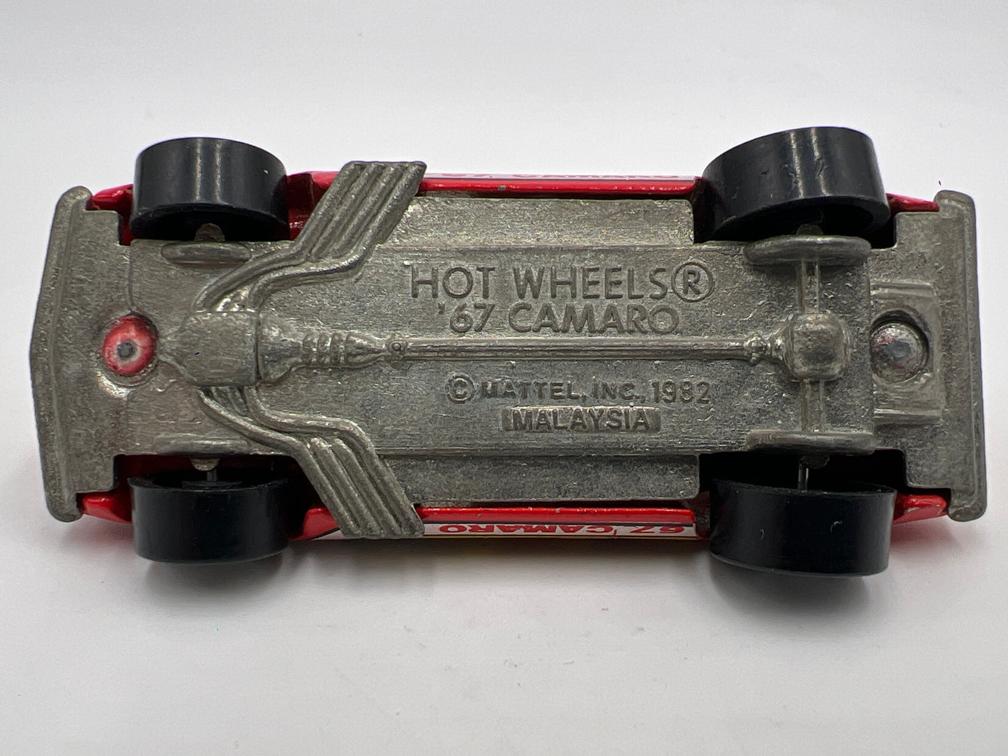 1982 Hot Wheels 1/64 Blackwall 67 Camaro Red Malaysia Base Loose