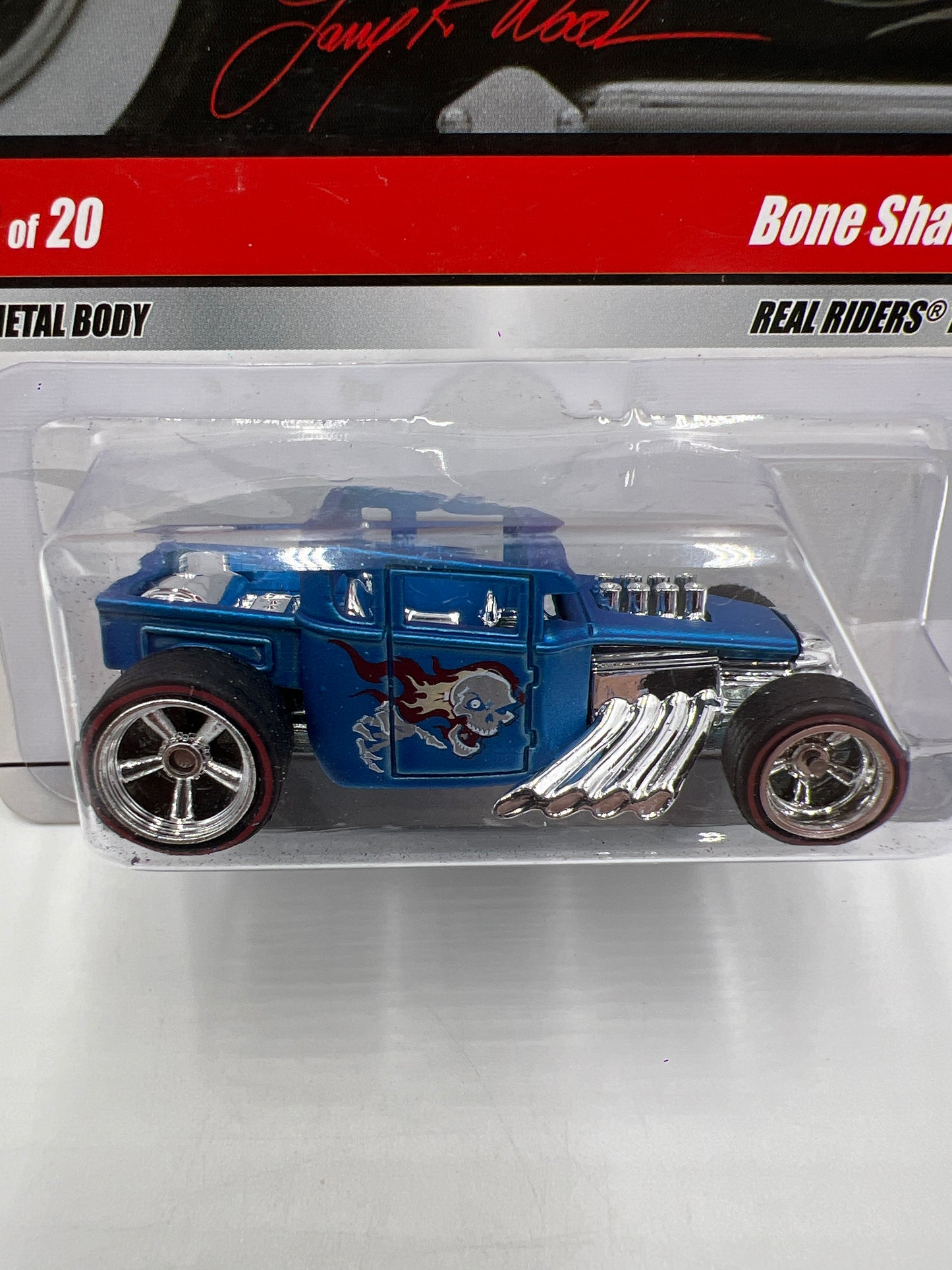 Hot Wheels Premium Larrys Garage #19 Bone Shaker Blue W/Protector