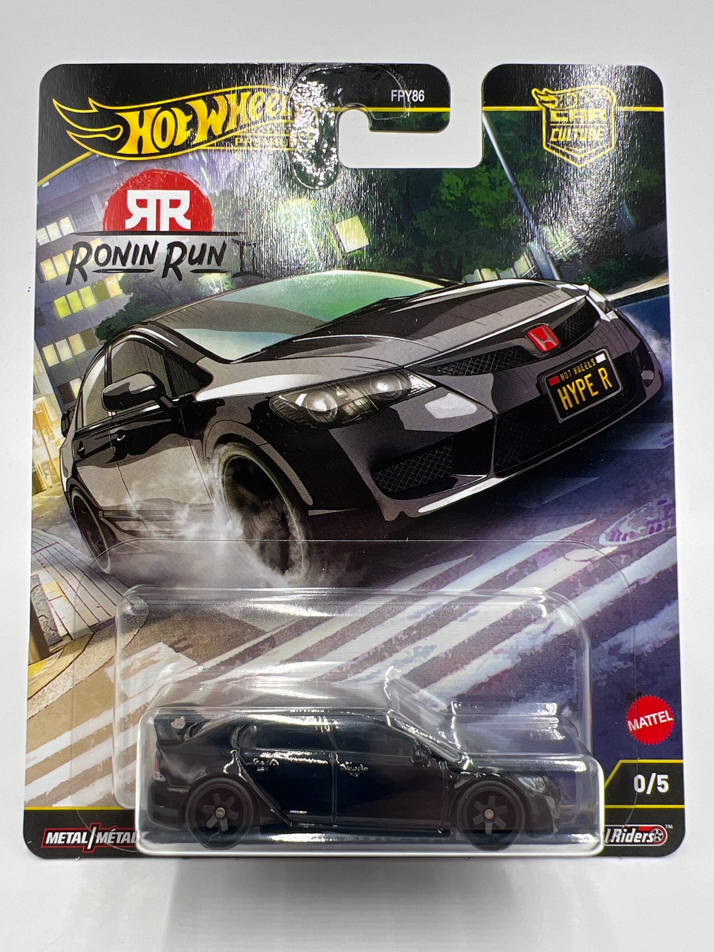 2025 Hot Wheels Premium Ronin Run II CHASE #0 07 Honda Civic Type R Black W/Protector
