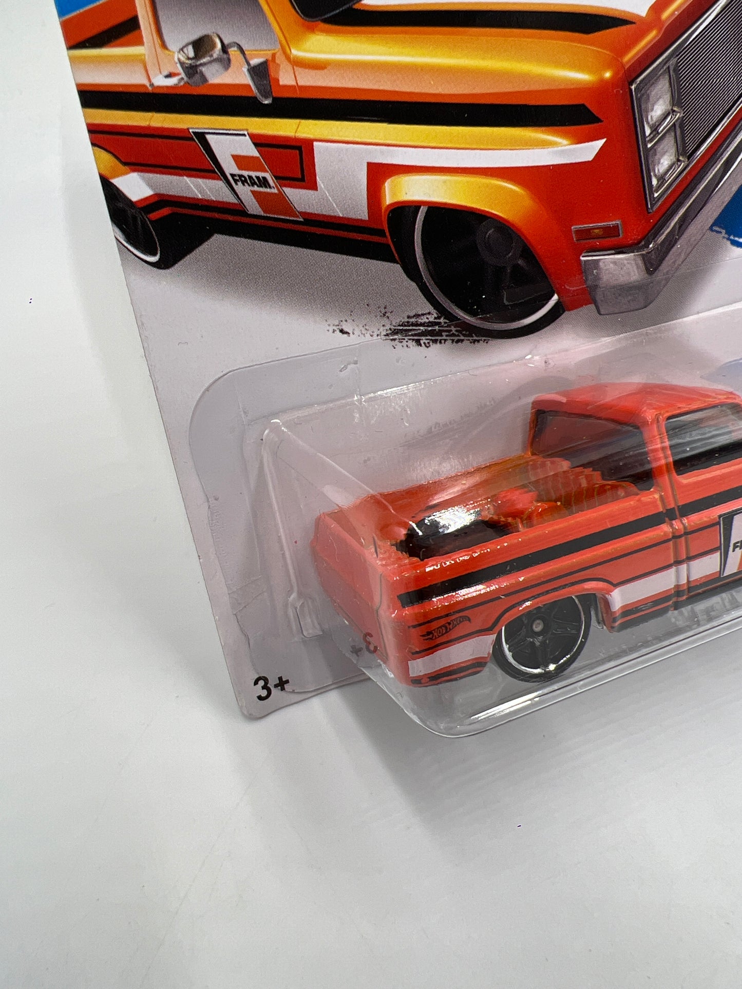 2015 Hot Wheels City #16 83 Chevy Silverado Fram Orange W/Protector 1
