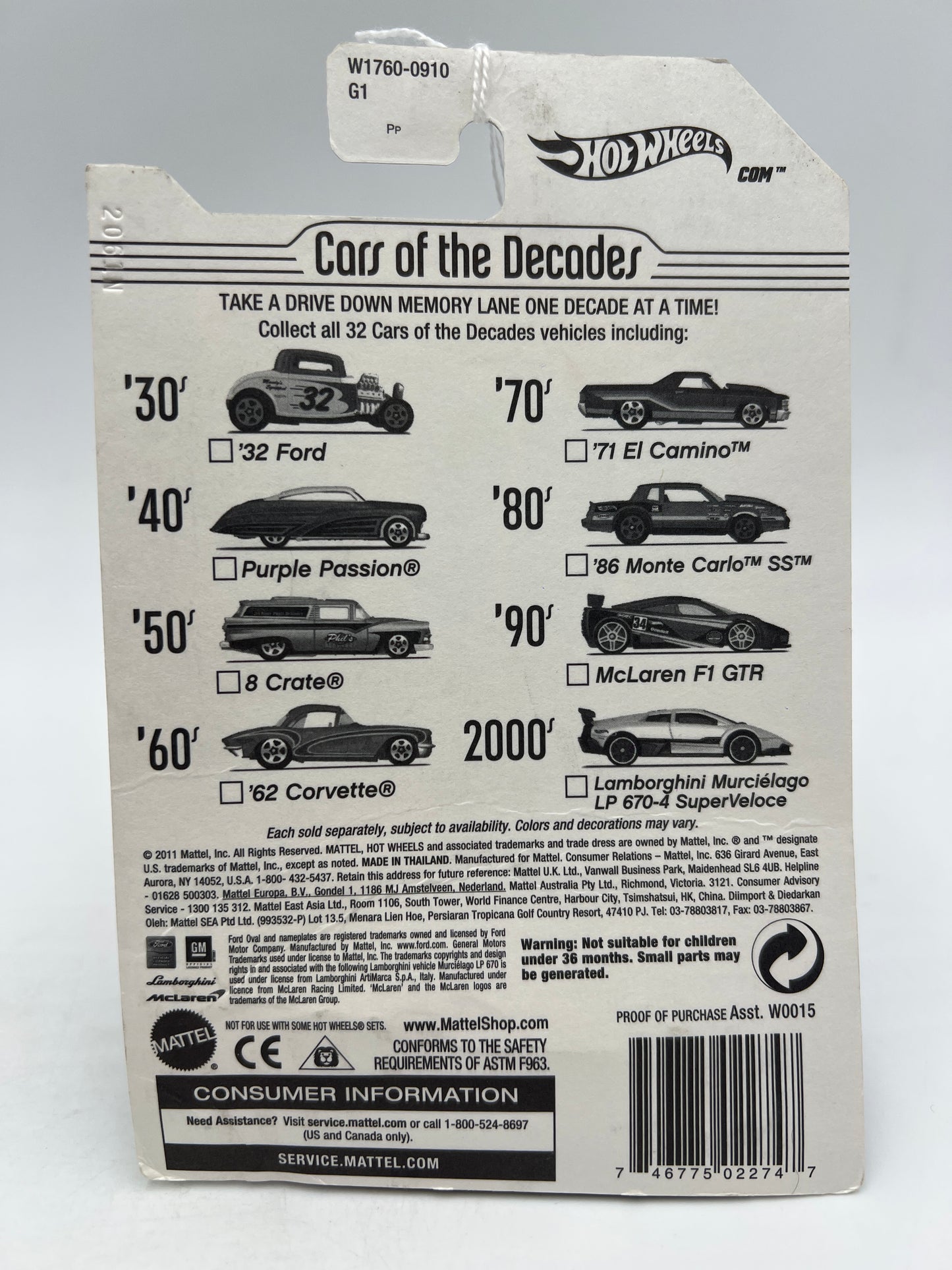 Hot Wheels Cars of the Decades The 90s #28 McLaren F1 GTR Blue Bad Card