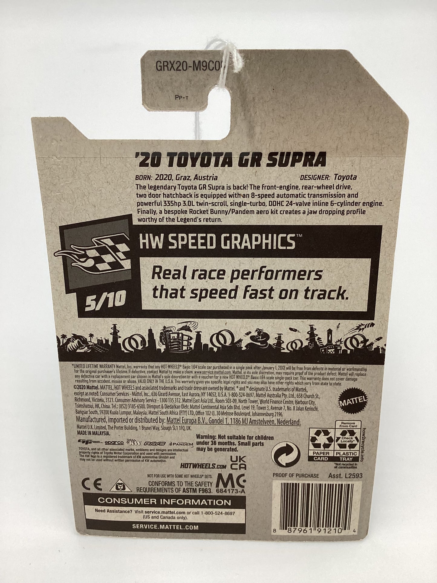 2021 Hot Wheels #178 20 Toyota GR Supra White 94B