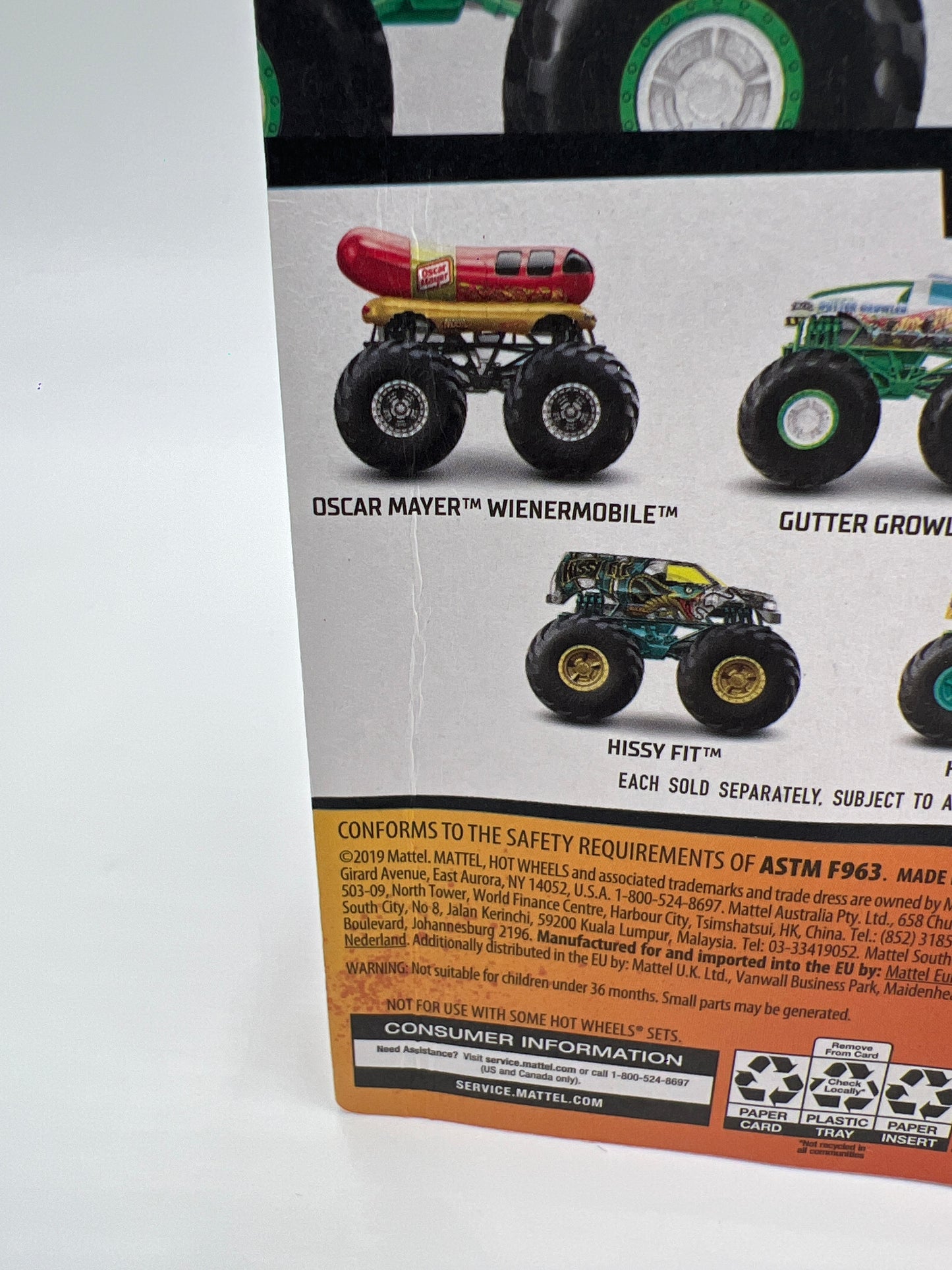 2020 Hot Wheels Monster Trucks HW Metro #3 Gutter Growler W/Protector