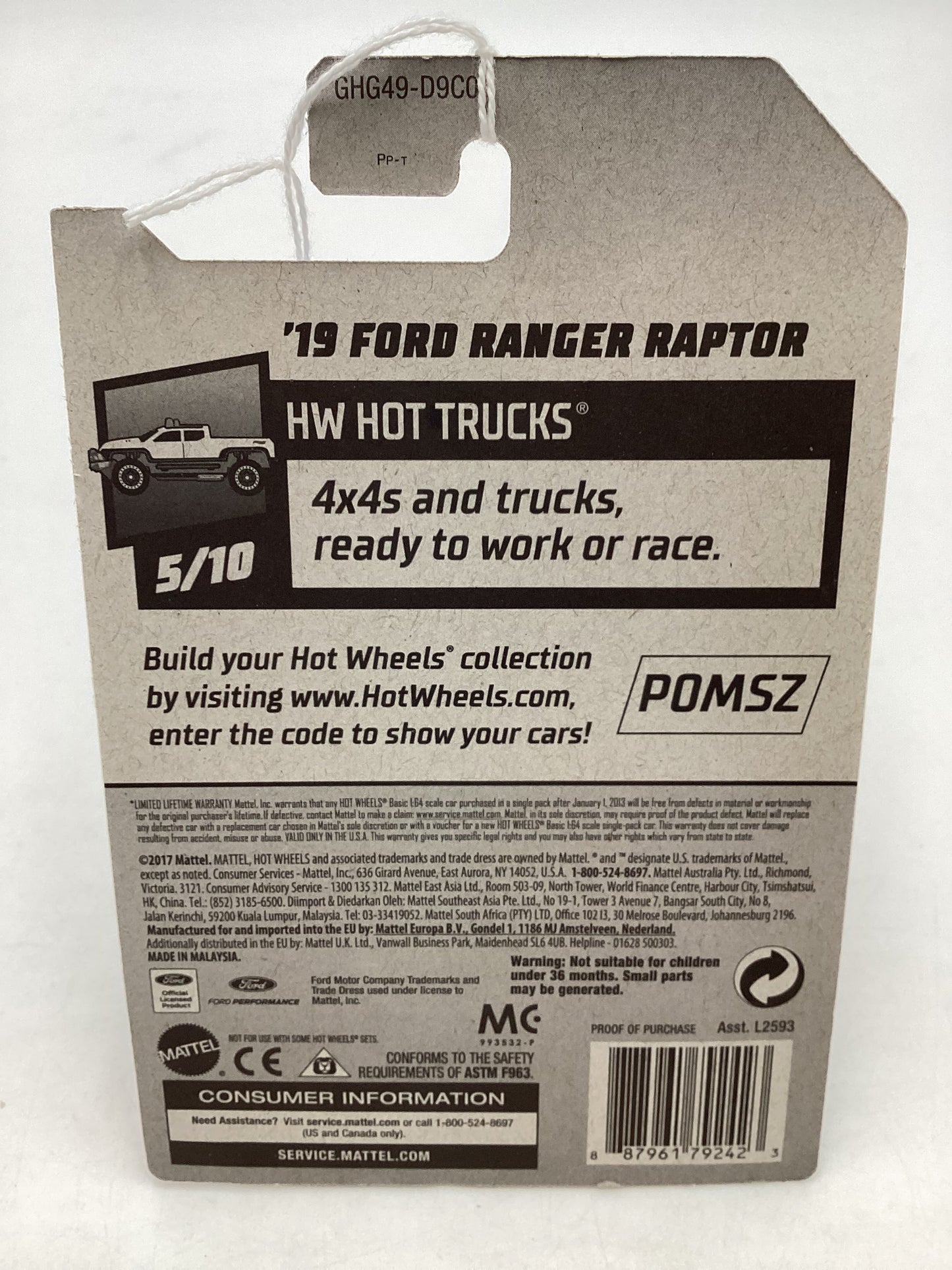 2019 Hot wheels Gamestop Exclusive 19 Ford Ranger Raptor Silver Factory Sealed 236C