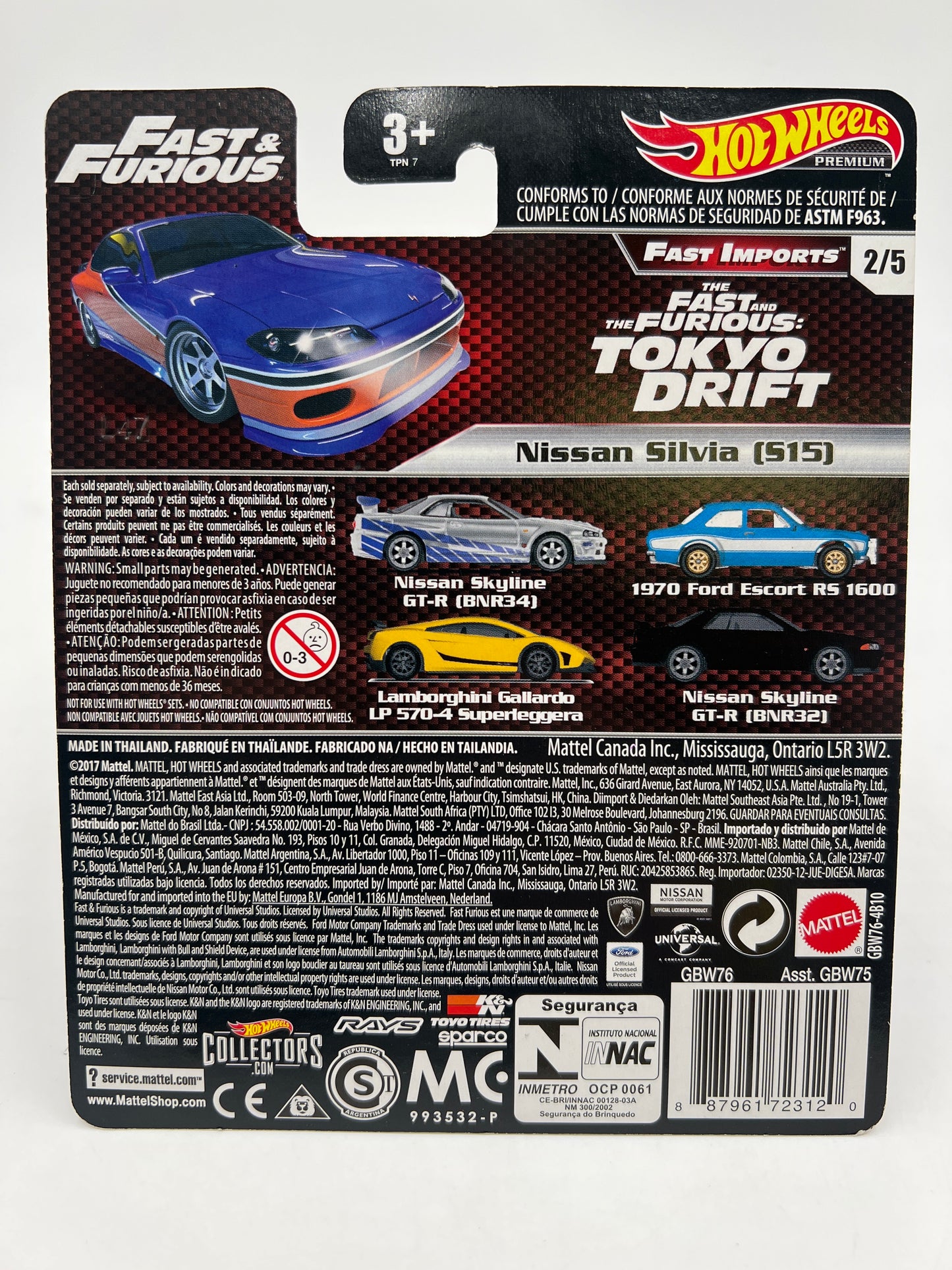 Hot Wheels Fast & Furious Fast Imports #2 Nissan Silvia S15 Blue W/Protector