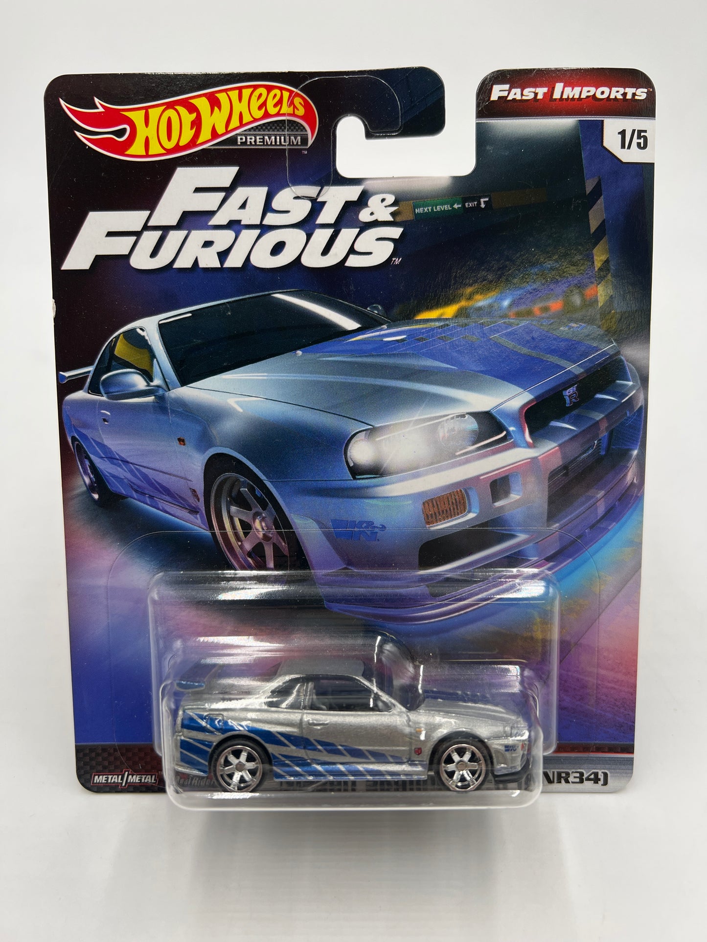 Hot Wheels Fast & Furious Fast Imports #1 Nissan Skyline GT-R BNR34 Silver W/Protector