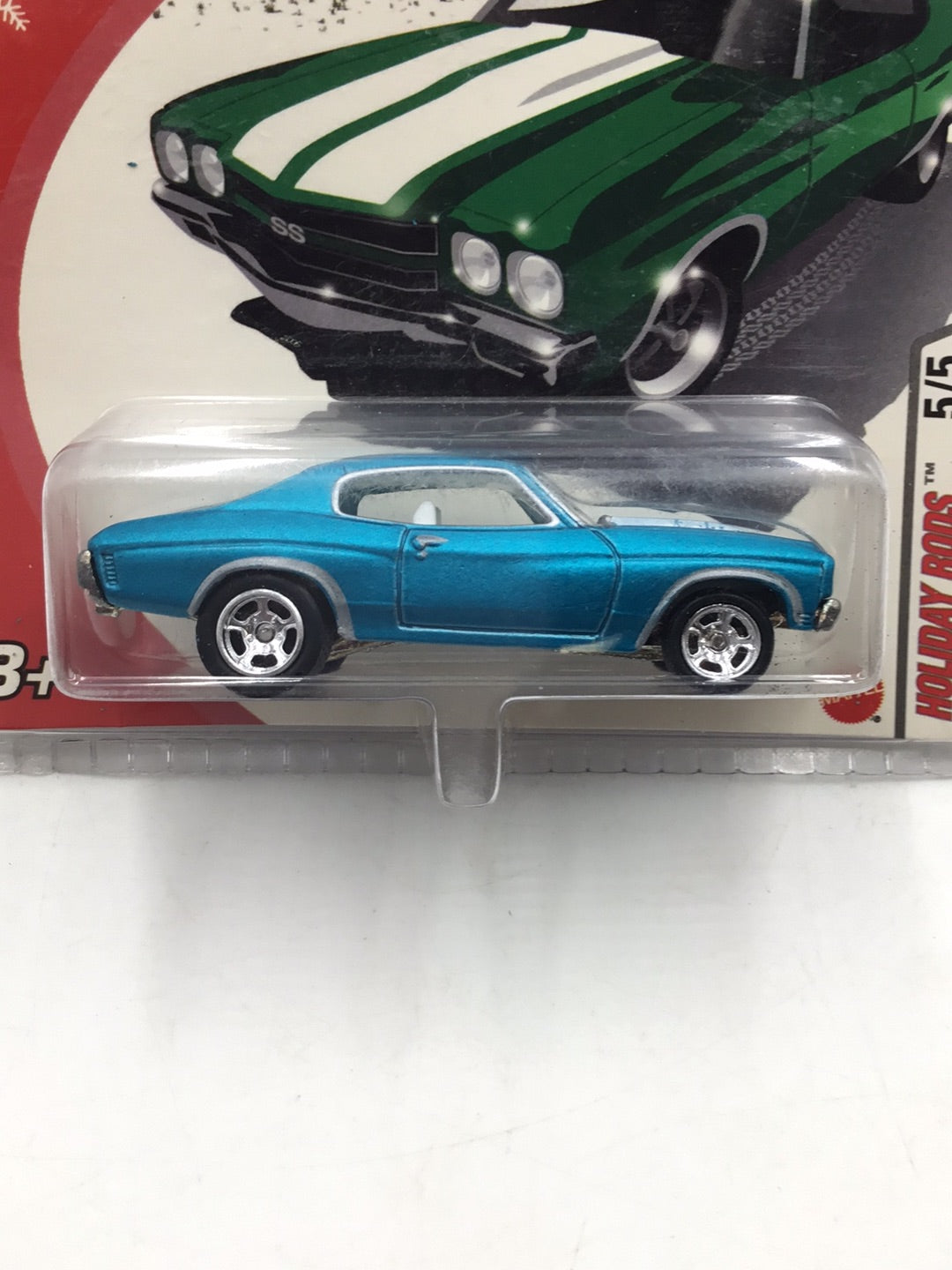 Hot wheels 2005 holiday rods #5 70 Chevelle SS Blue real riders NN4