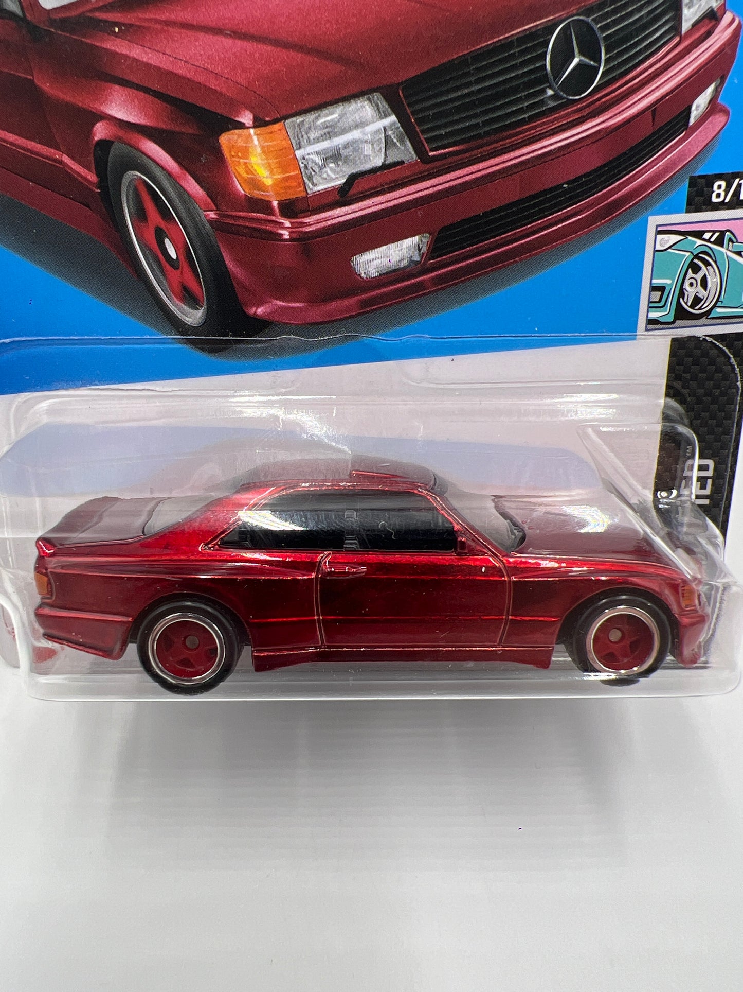 2024 Hot Wheels Super Treasure Hunt #82 89 Mercedes-Benz 560 SEC AMG Red W/Protector