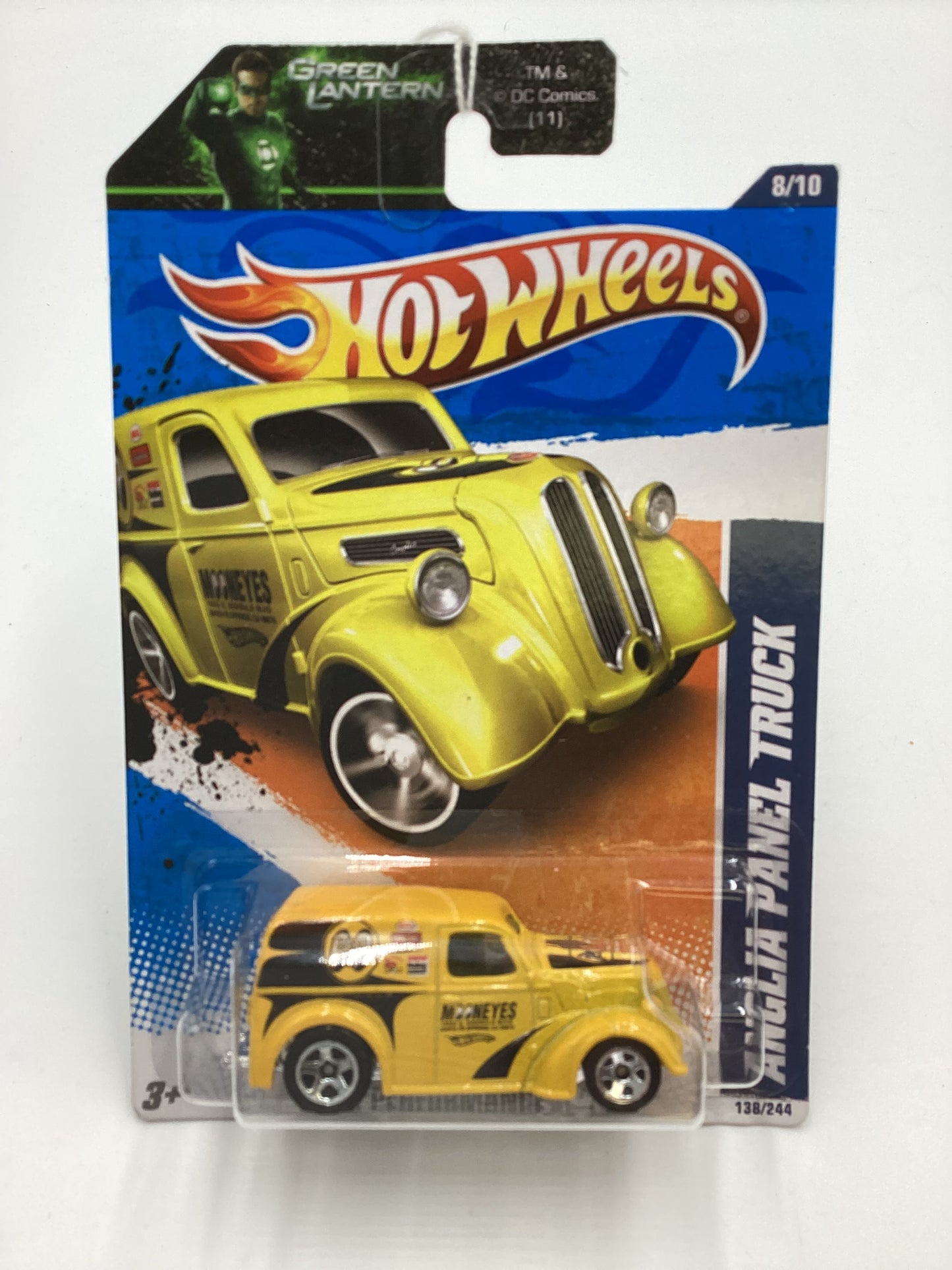 2011 Hot wheels #138 Anglia Panel Truck Yellow Moon Eyes Green Lantern Card (SR)