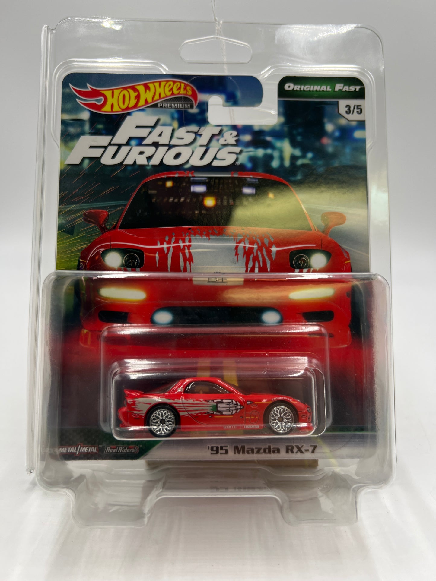 Hot Wheels Fast & Furious Original Fast #3 95 Mazda RX-7 Red W/Protector